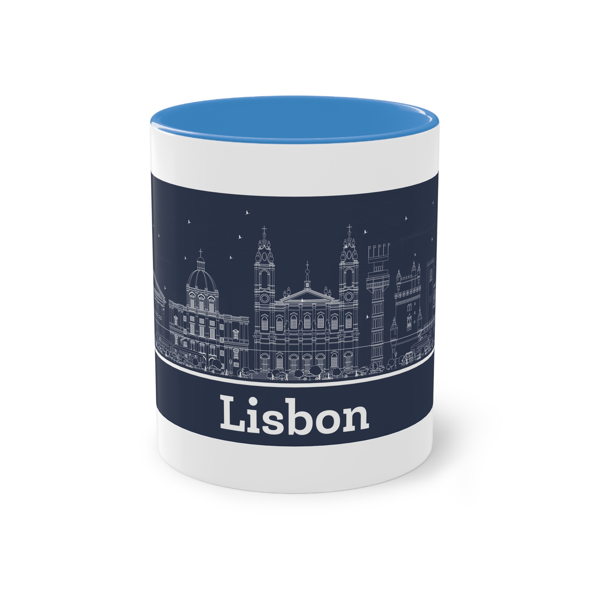 Lisbon New Outline Inverse Two Tone Coffee Mug 11oz - Image 33
