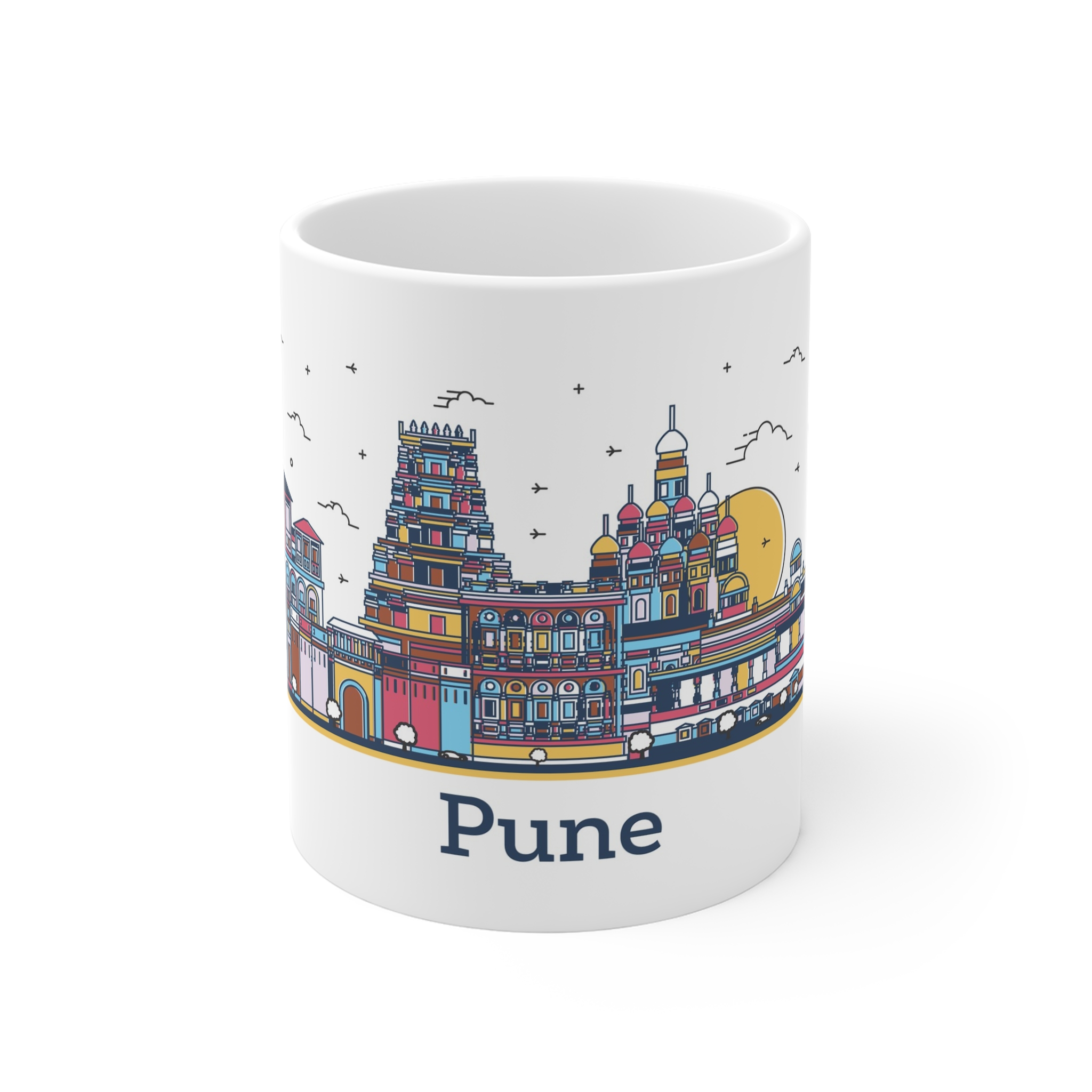 Pune Outline Bold Color 11oz White Mug