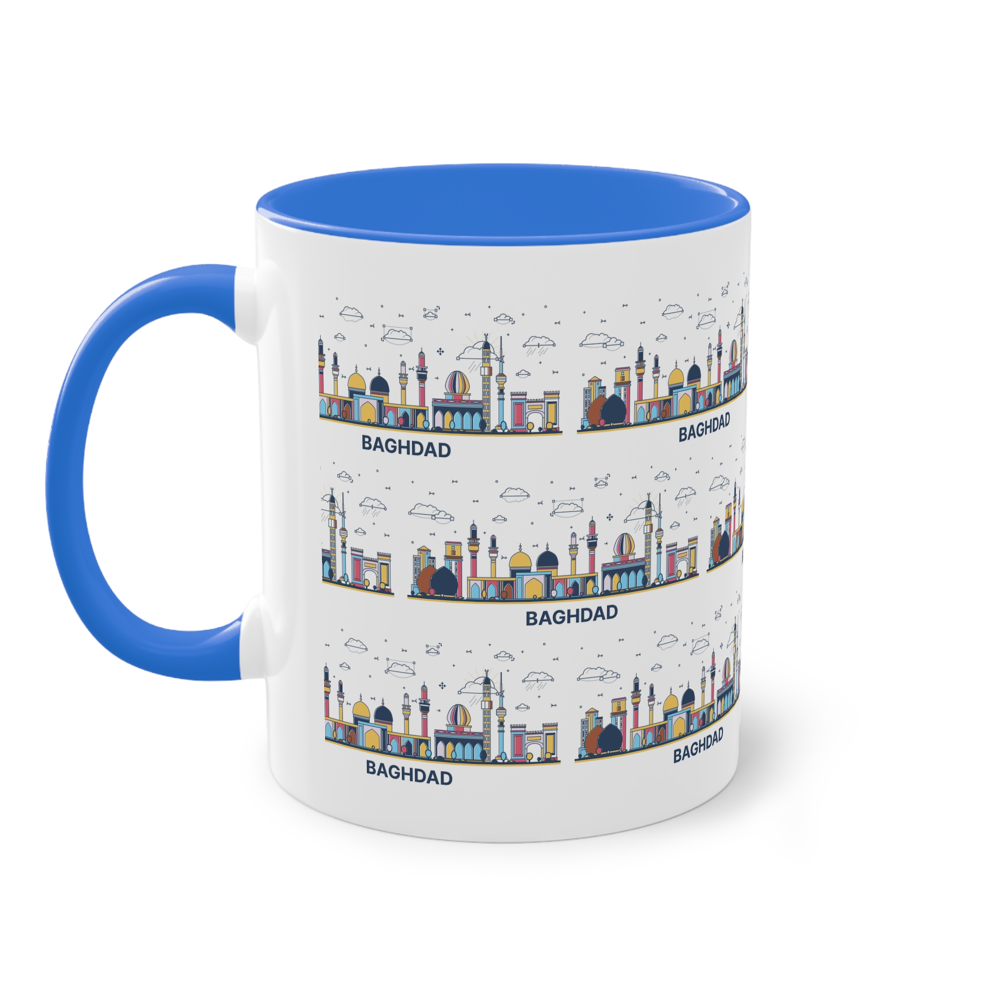 Baghdad Outline Bold Color Two Tone Coffee Mug 11oz - Image 39