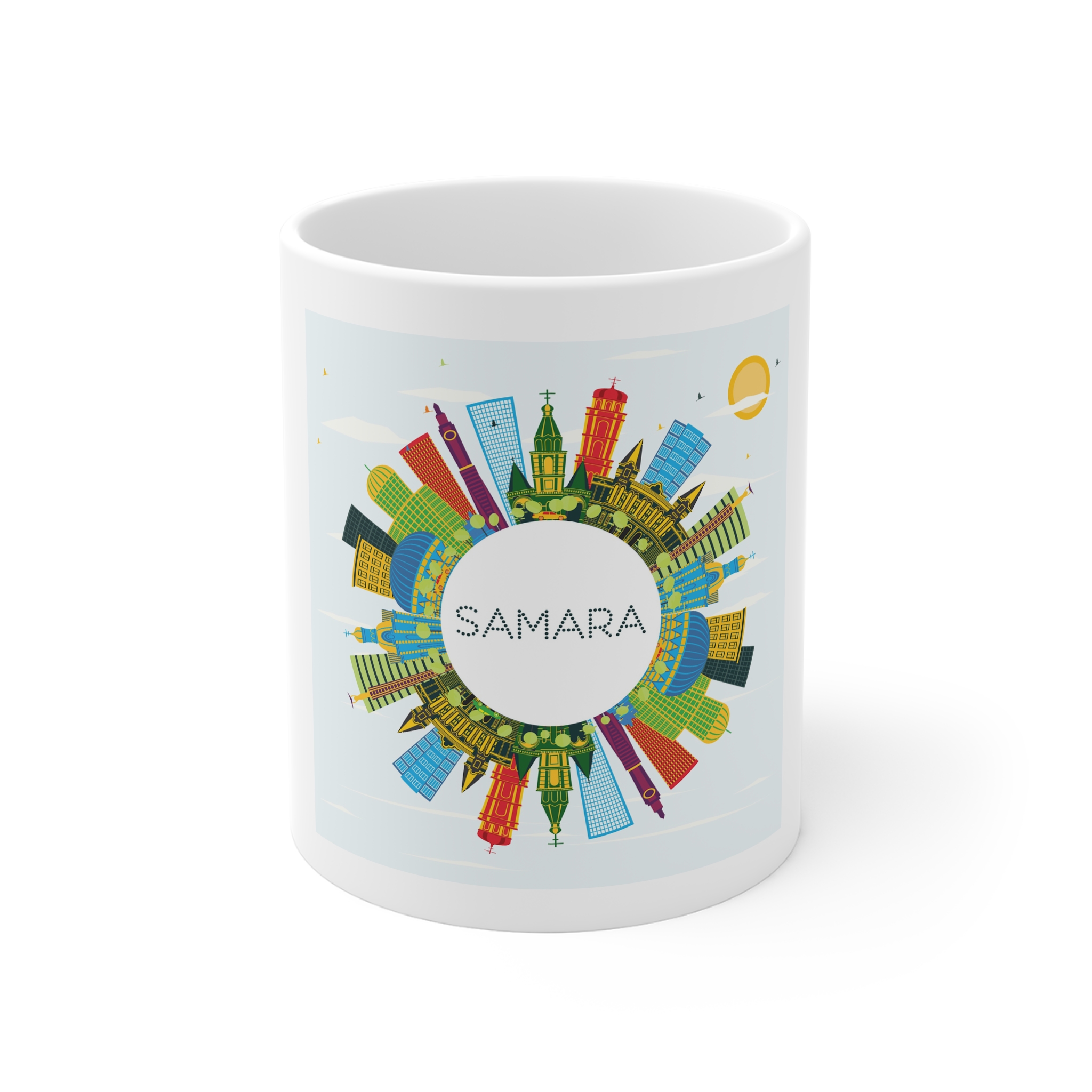 Samara Color Circle Cloud 11oz White Mug