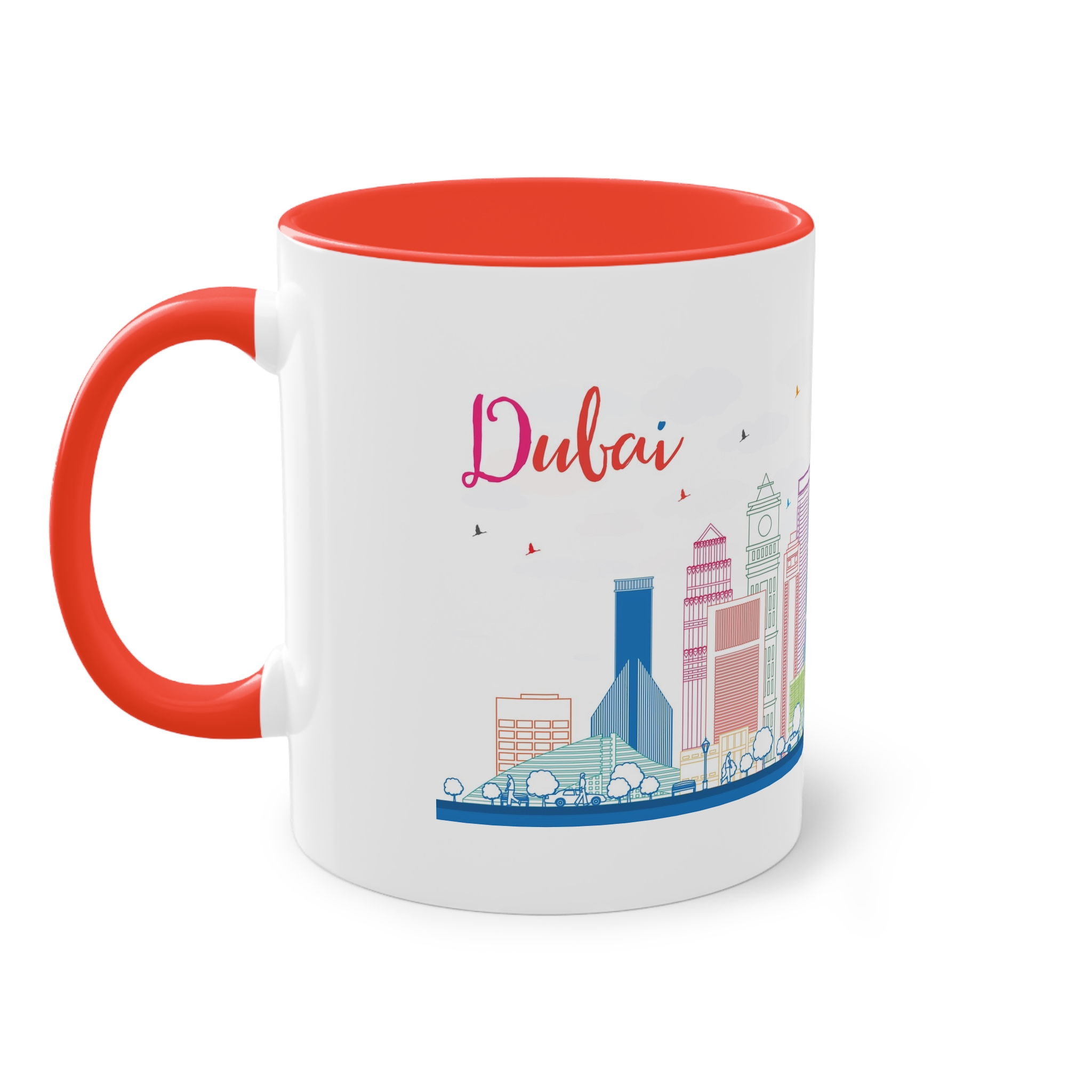 Dubai Outline Color Two Tone Coffee Mug 11oz - Image 3
