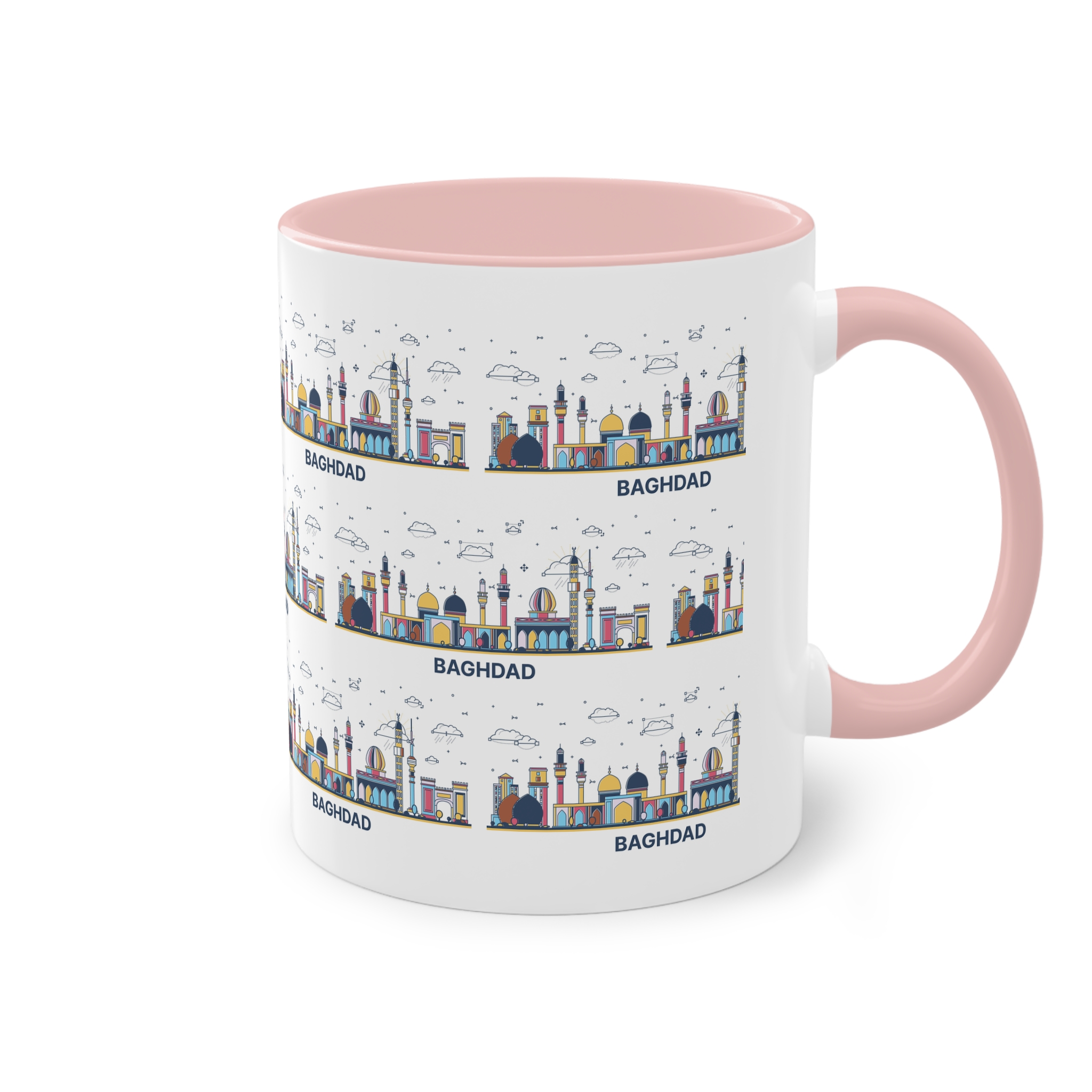 Baghdad Outline Bold Color Two Tone Coffee Mug 11oz - Image 48