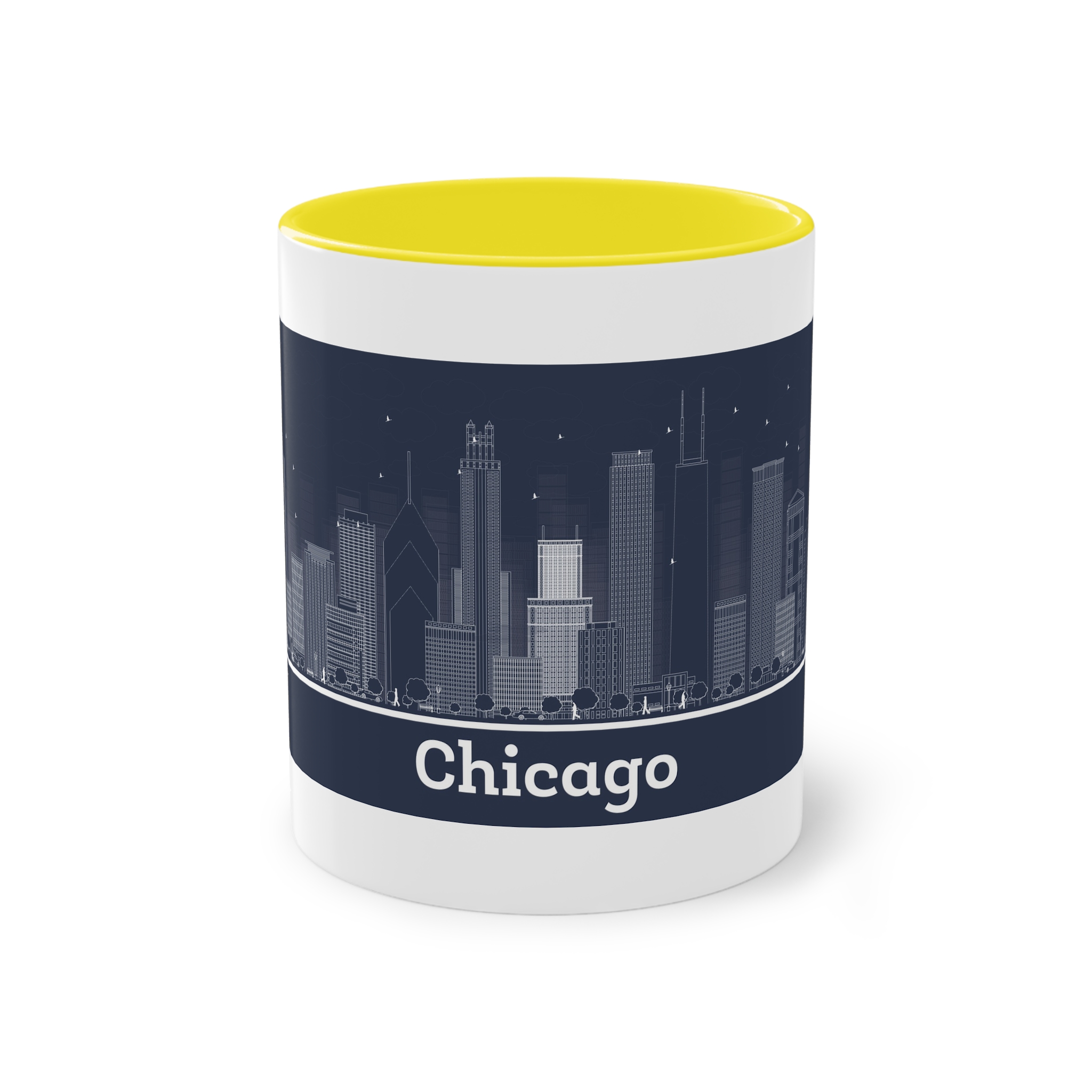 Chicago Outline Inverse Two Tone Coffee Mug 11oz - Image 21