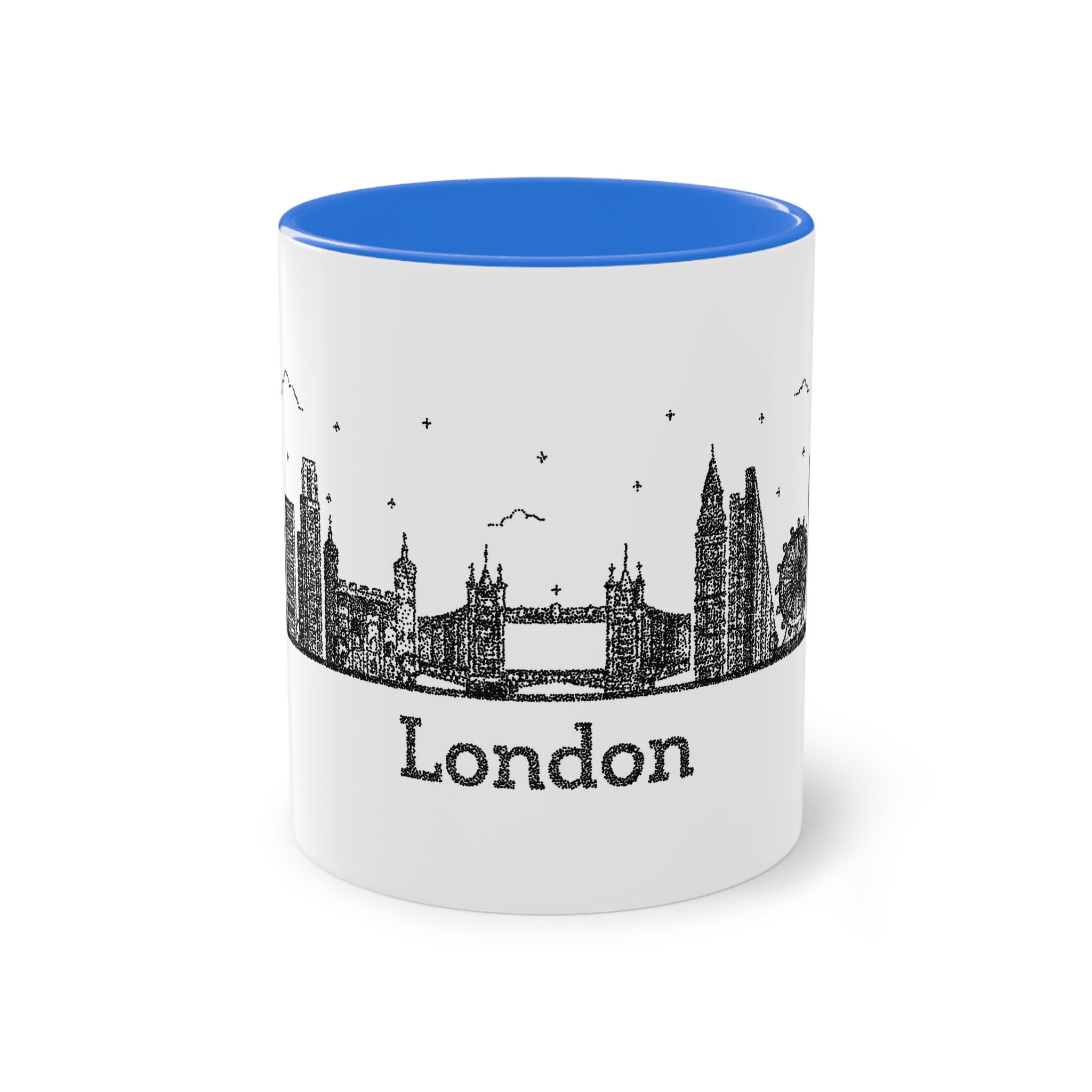 London Outline Bold Color Texture Two Tone Coffee Mug 11oz - Image 37