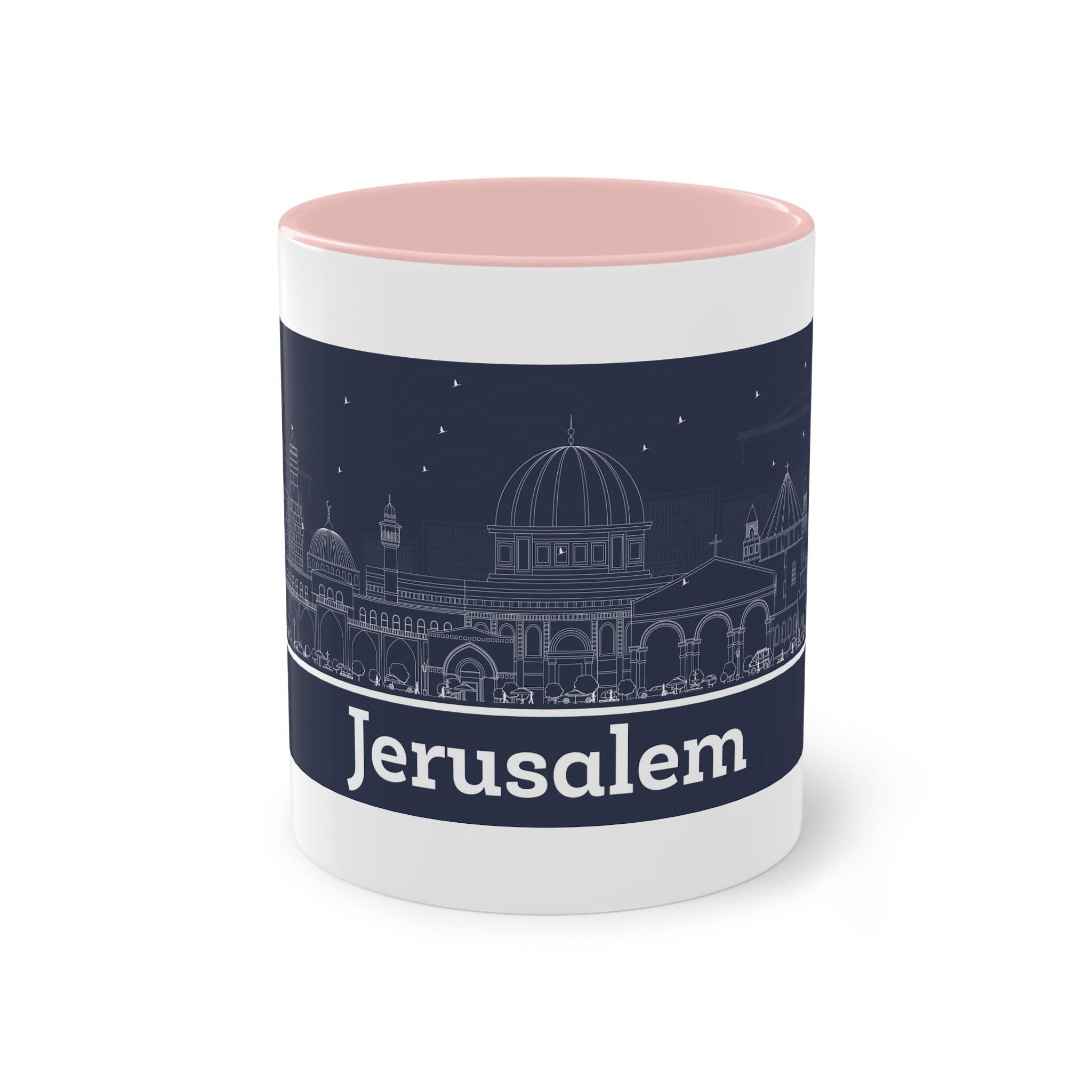 Jerusalem Outline Inverse Two Tone Coffee Mug 11oz - Image 45