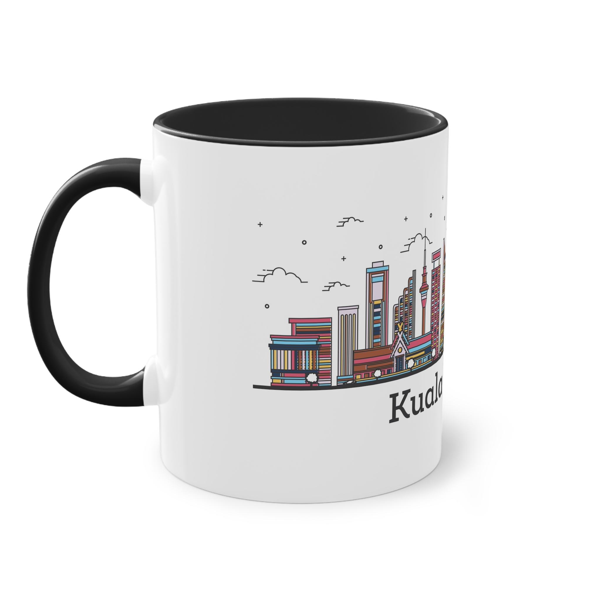 Kuala Lumpur Outline Bold Color Two Tone Coffee Mug 11oz - Image 11