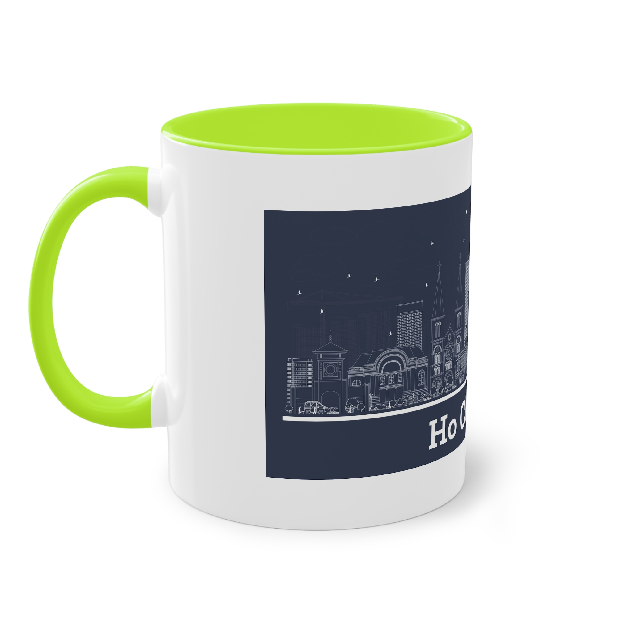 Ho Chi Minh Outline Inverse Two Tone Coffee Mug 11oz - Image 27