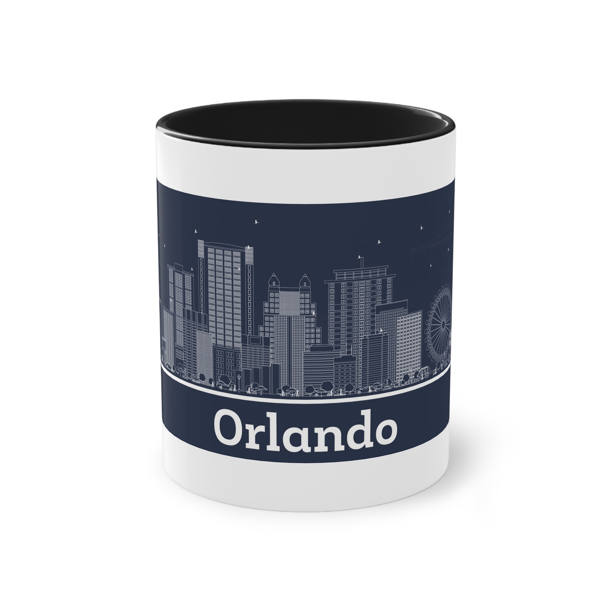 Orlando Outline Inverse Two Tone Coffee Mug 11oz - Image 9