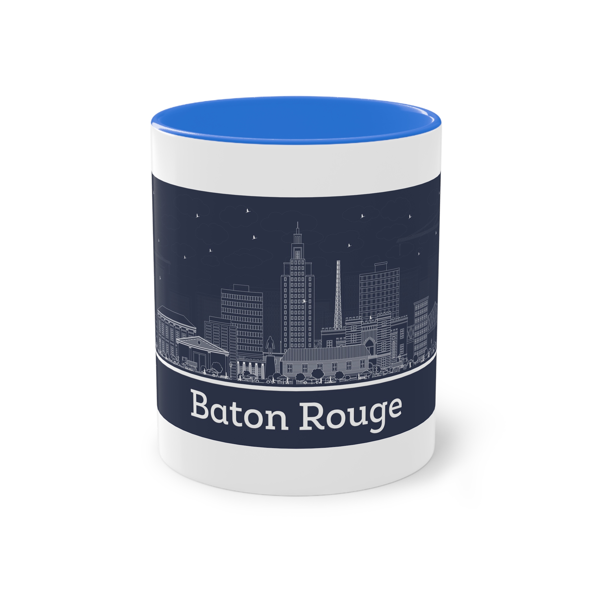 Baton Rouge Outline Inverse Two Tone Coffee Mug 11oz - Image 37