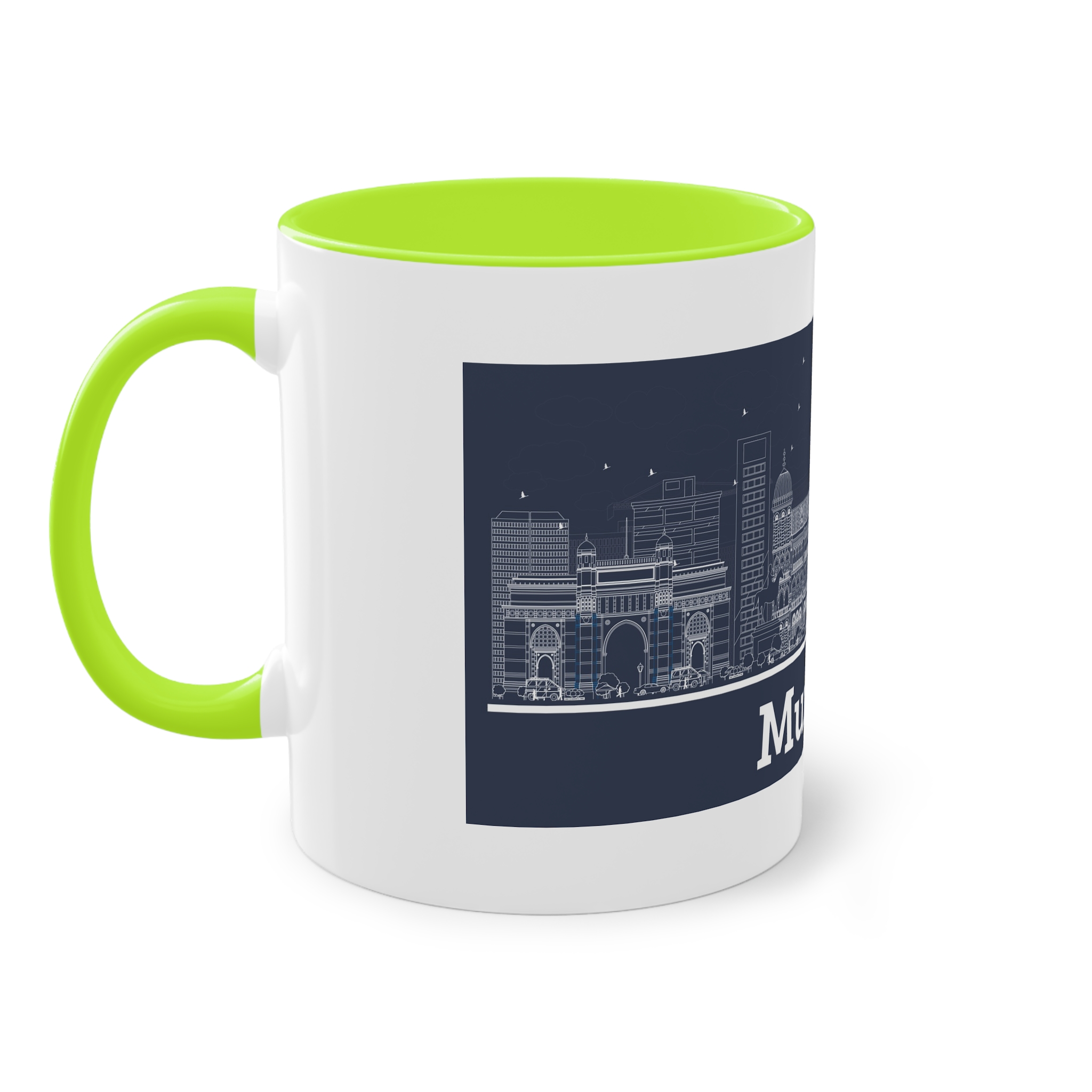 Mumbai Outline Inverse Two Tone Coffee Mug 11oz - Image 27