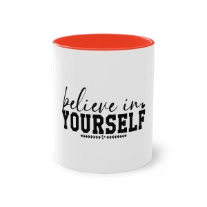 Believe Yourself Motivational Typography Two Tone Coffee Mug 11oz
