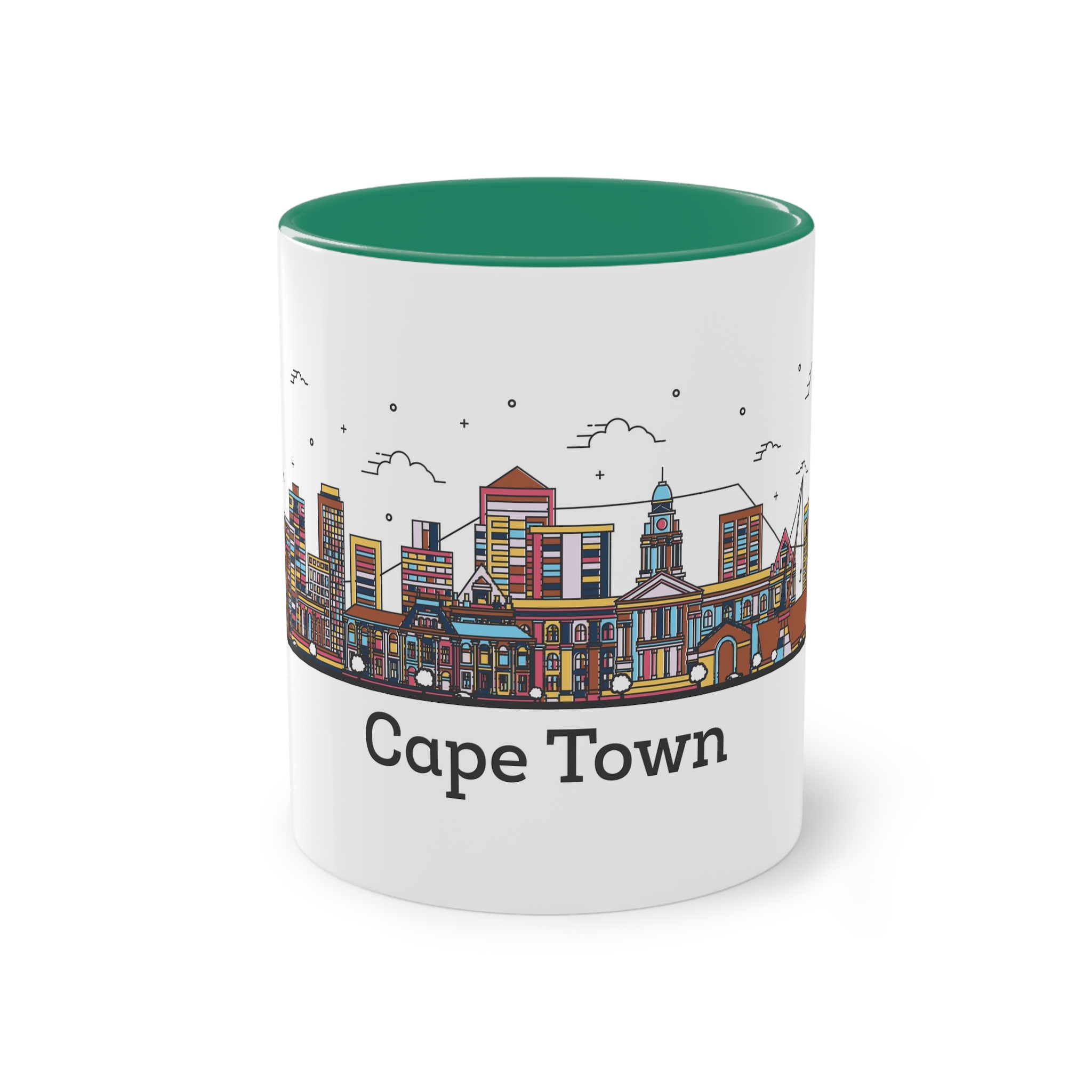 Cape Town Outline Bold Color Two Tone Coffee Mug 11oz - Image 29
