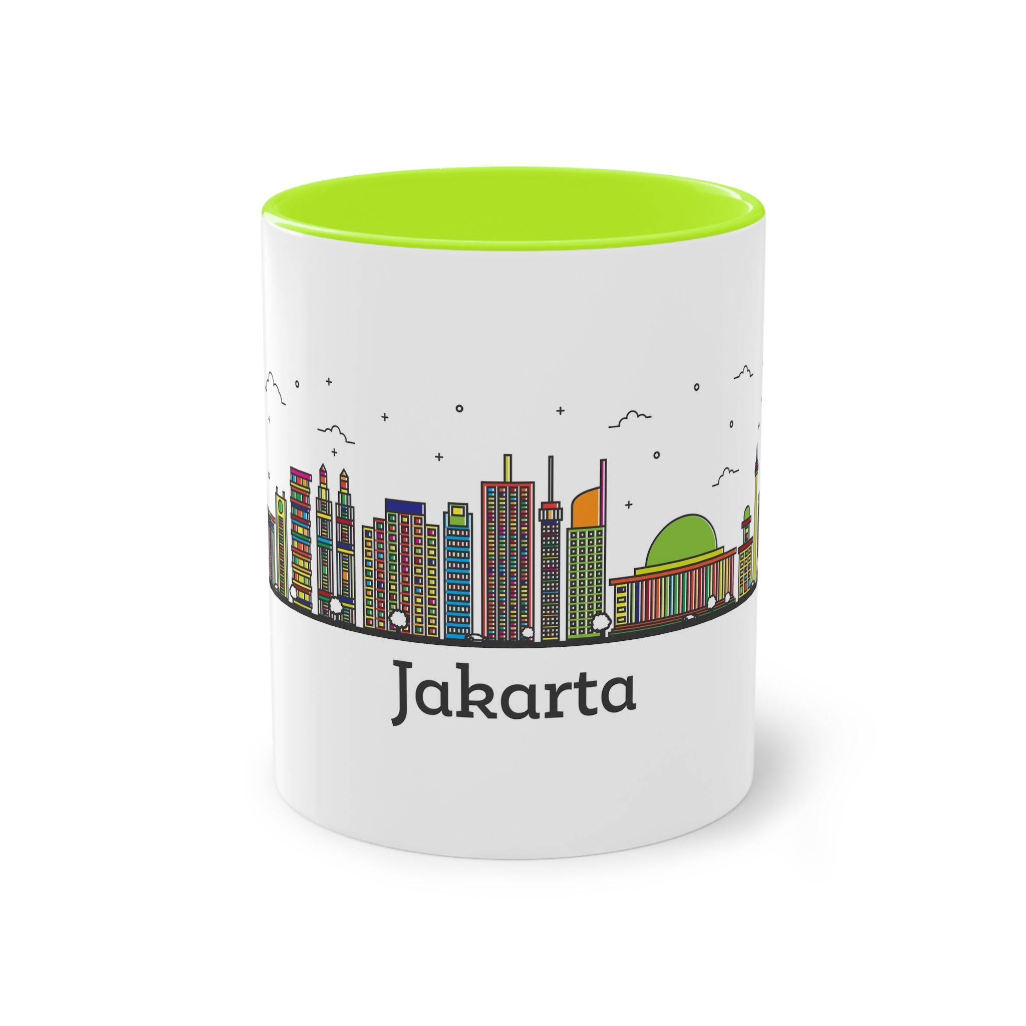 Jakarta Outline Bold Color Two Tone Coffee Mug 11oz - Image 25
