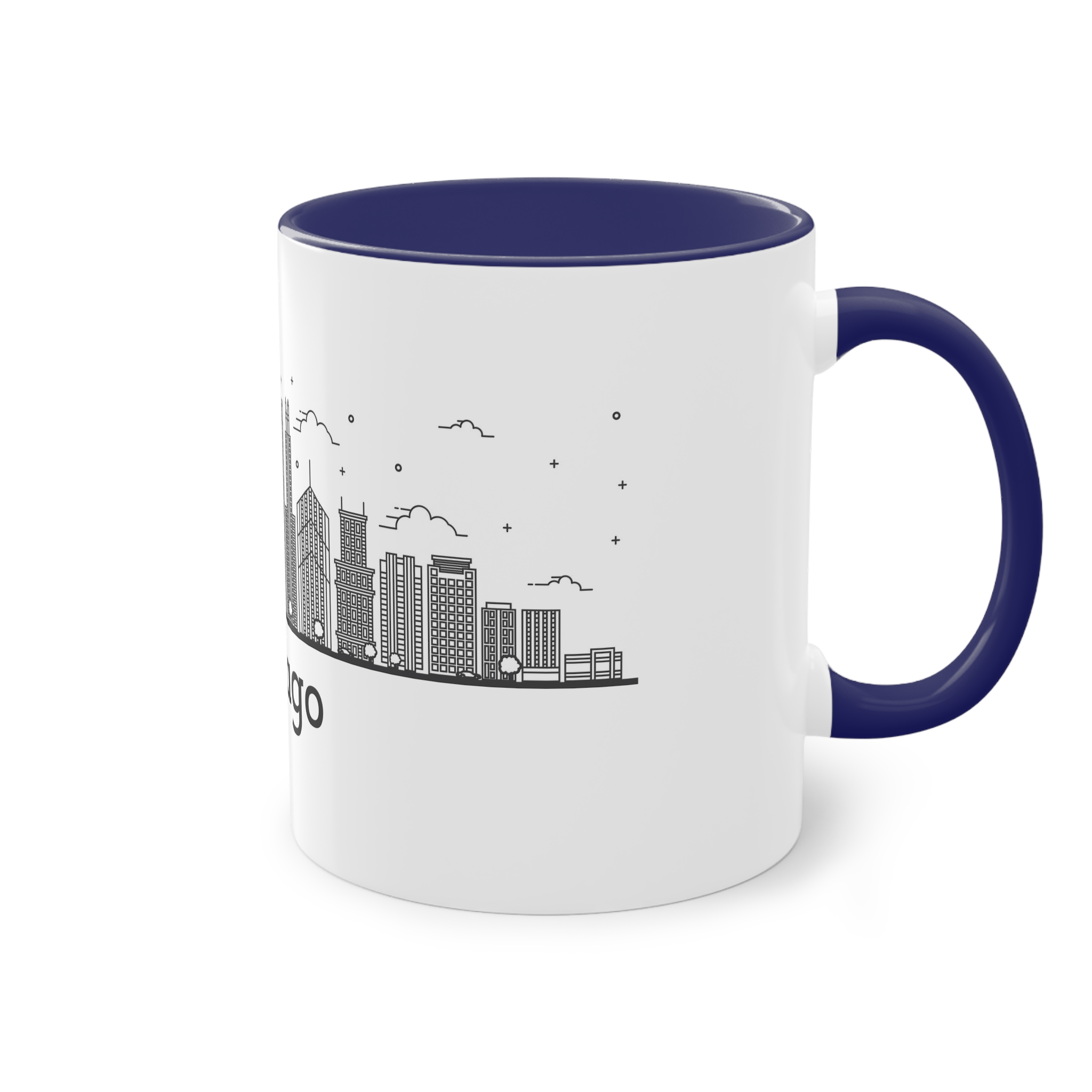 Chicago Outline Bold Two Tone Coffee Mug 11oz - Image 44