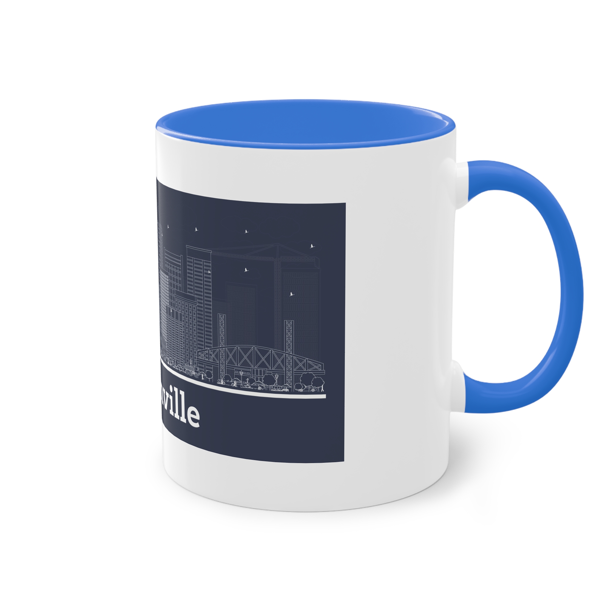 Jacksonville Outline Inverse Two Tone Coffee Mug 11oz - Image 40
