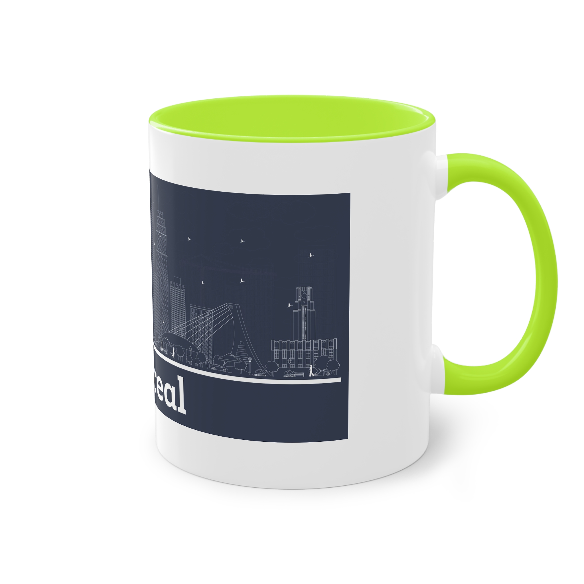 Montreal Outline Inverse Two Tone Coffee Mug 11oz - Image 28
