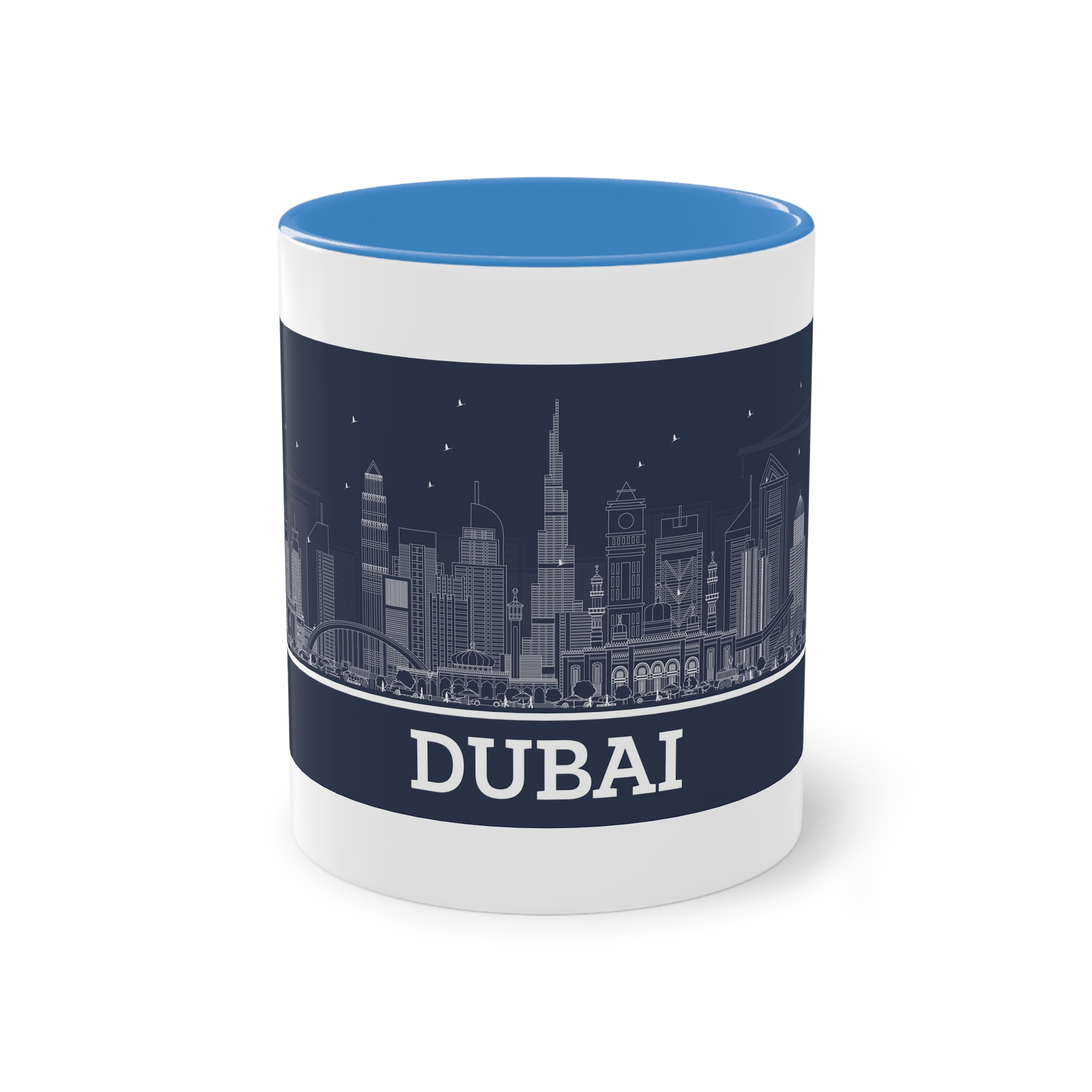 Dubai New Outline Inverse Two Tone Coffee Mug 11oz - Image 33