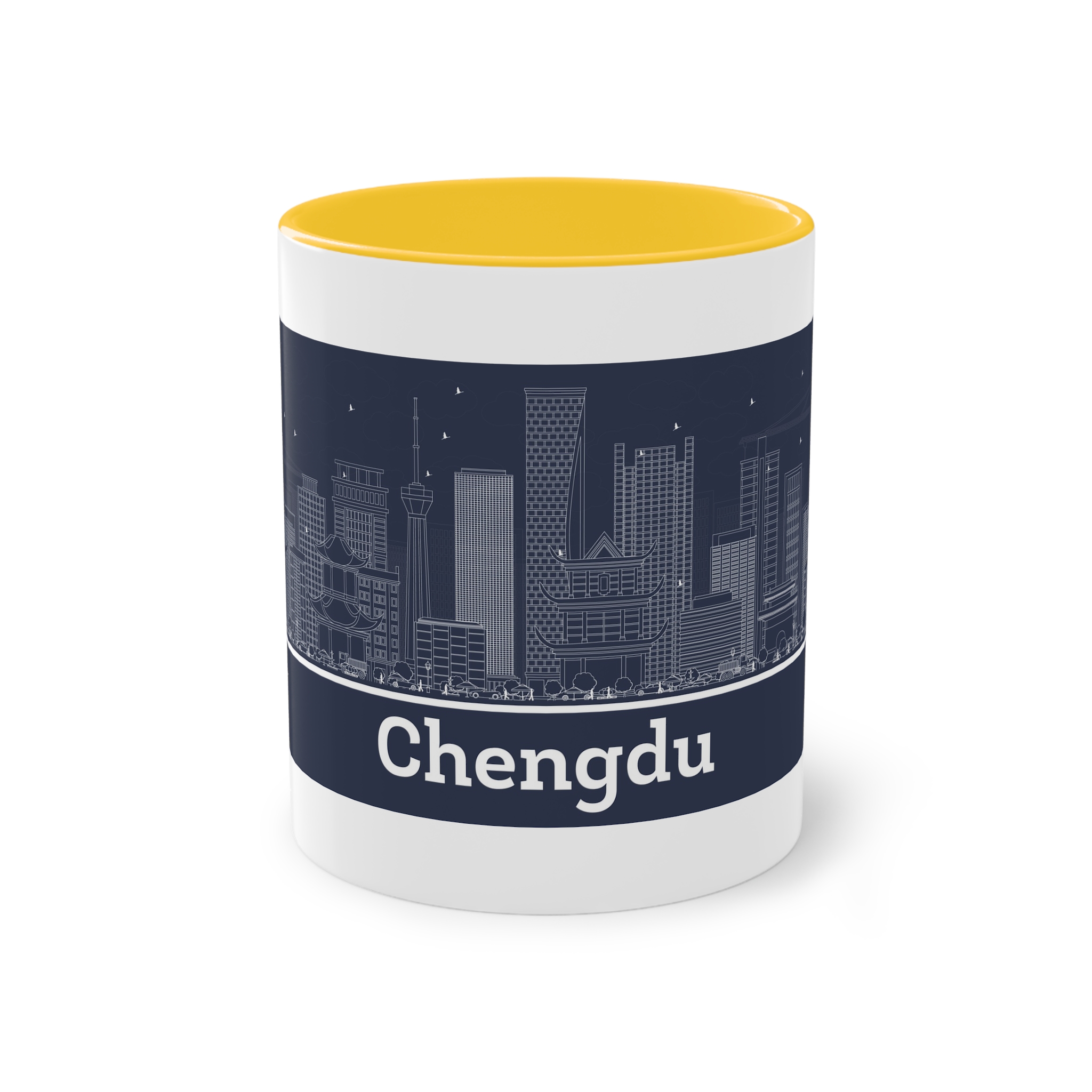 Chengdu Outline Inverse Two Tone Coffee Mug 11oz - Image 17