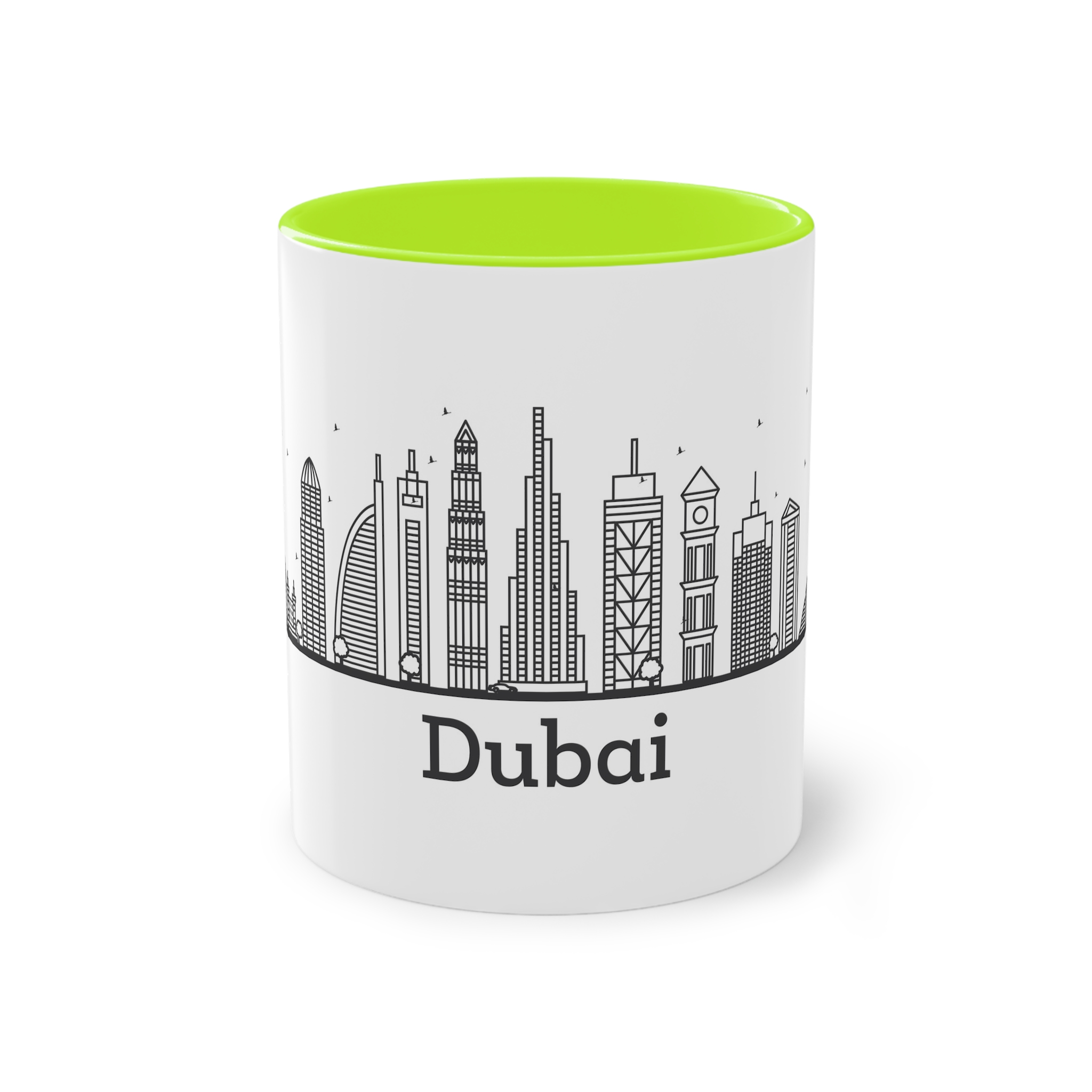 Dubai Outline Bold Two Tone Coffee Mug 11oz - Image 25