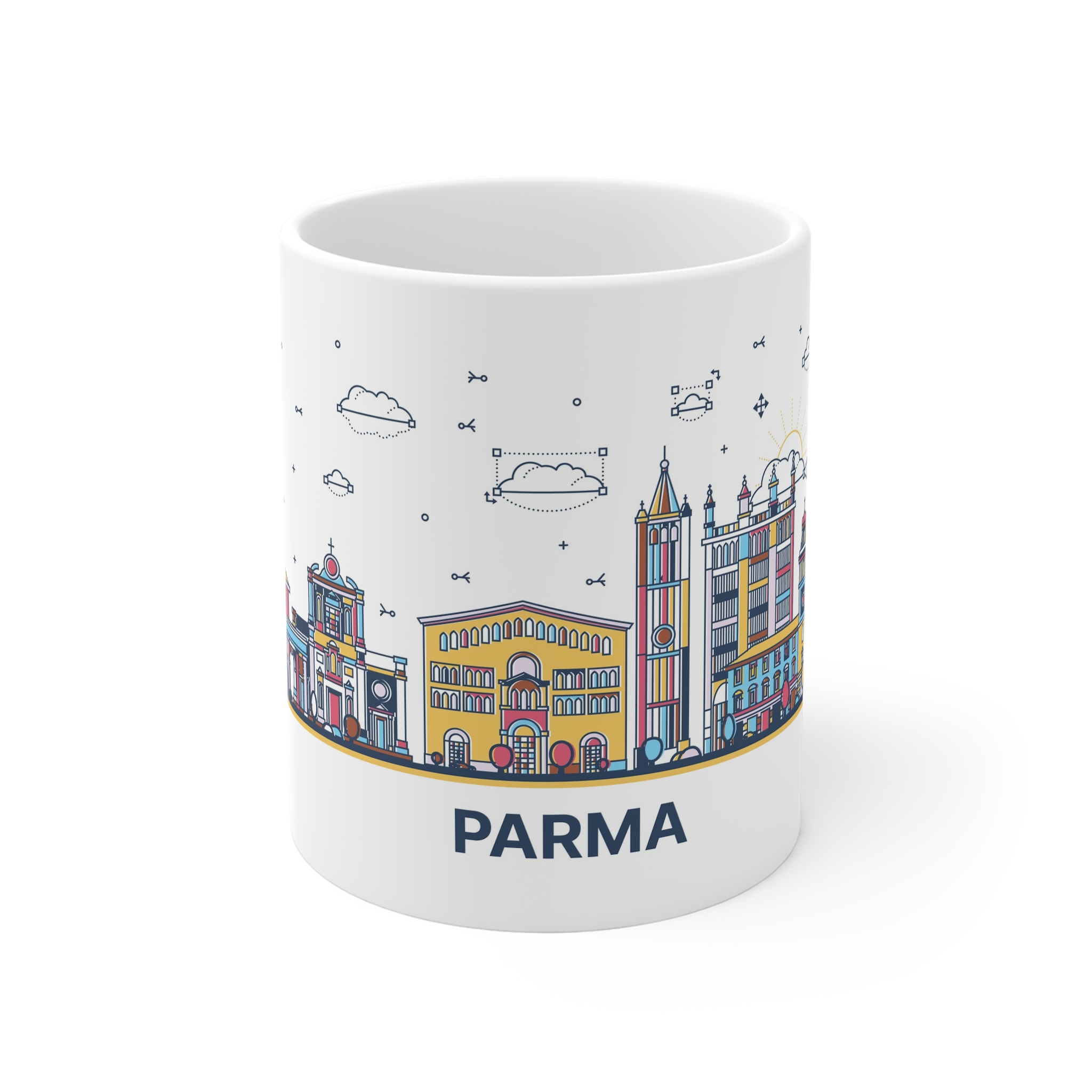 Parma Outline Bold Color 11oz White Mug