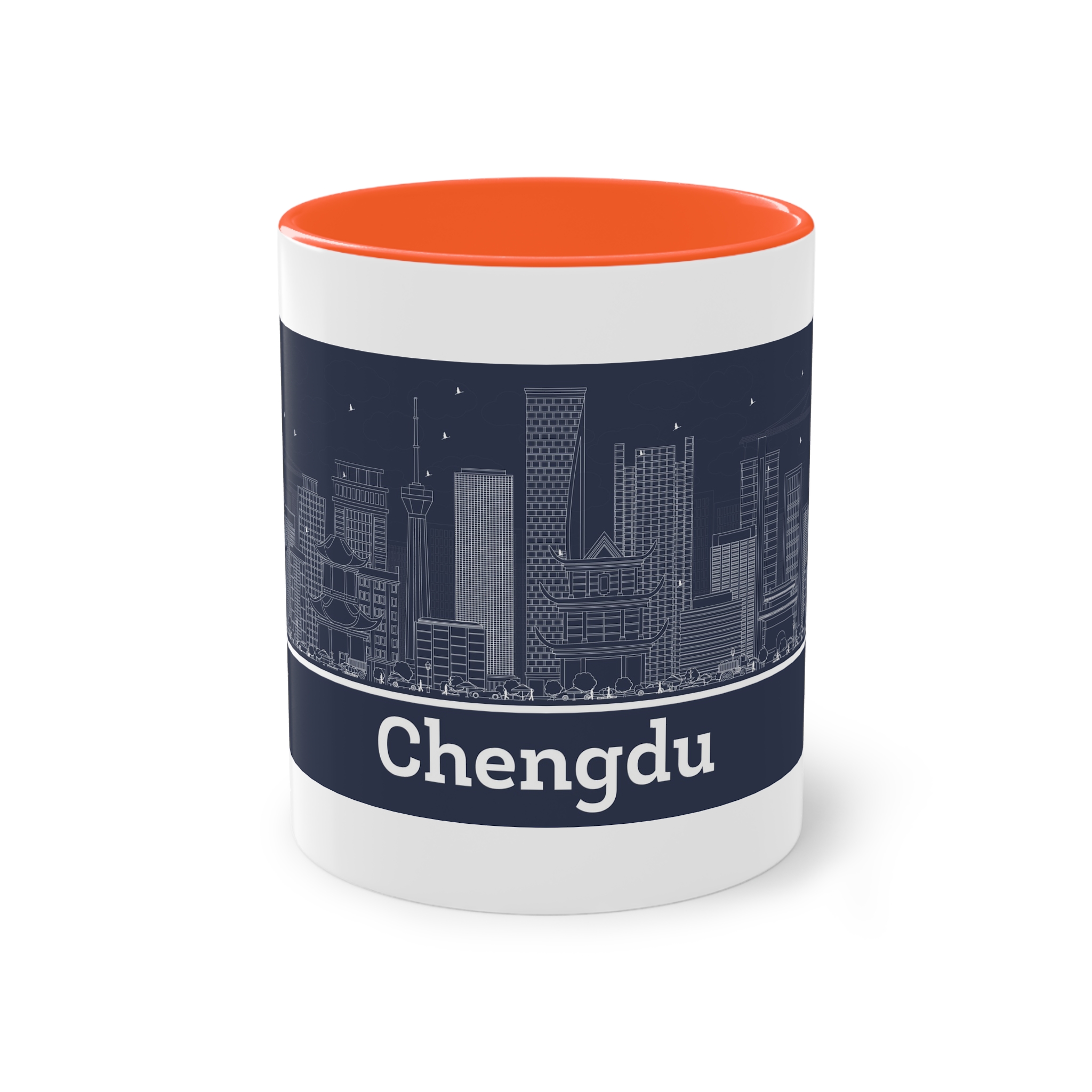 Chengdu Outline Inverse Two Tone Coffee Mug 11oz - Image 13