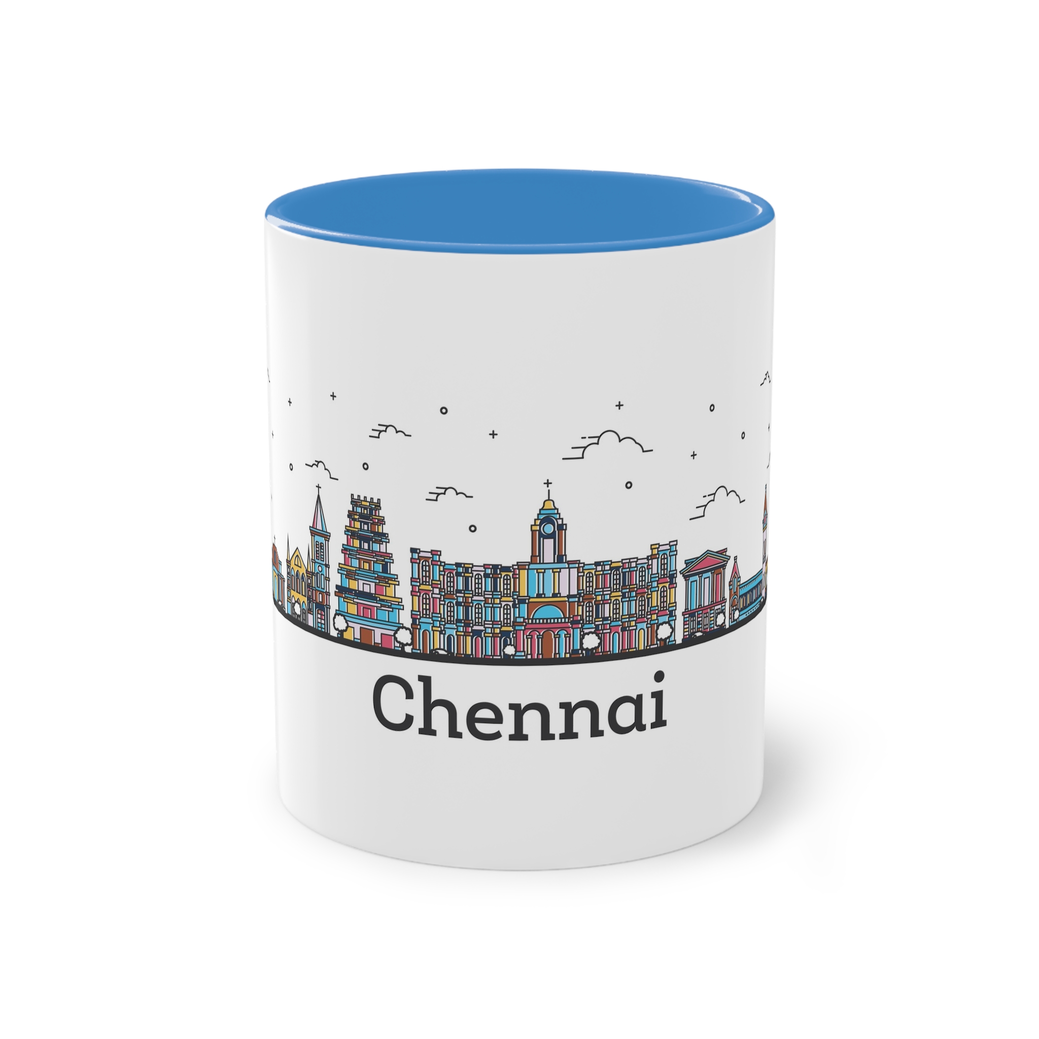 Chennai Outline Bold Color Two Tone Coffee Mug 11oz - Image 33