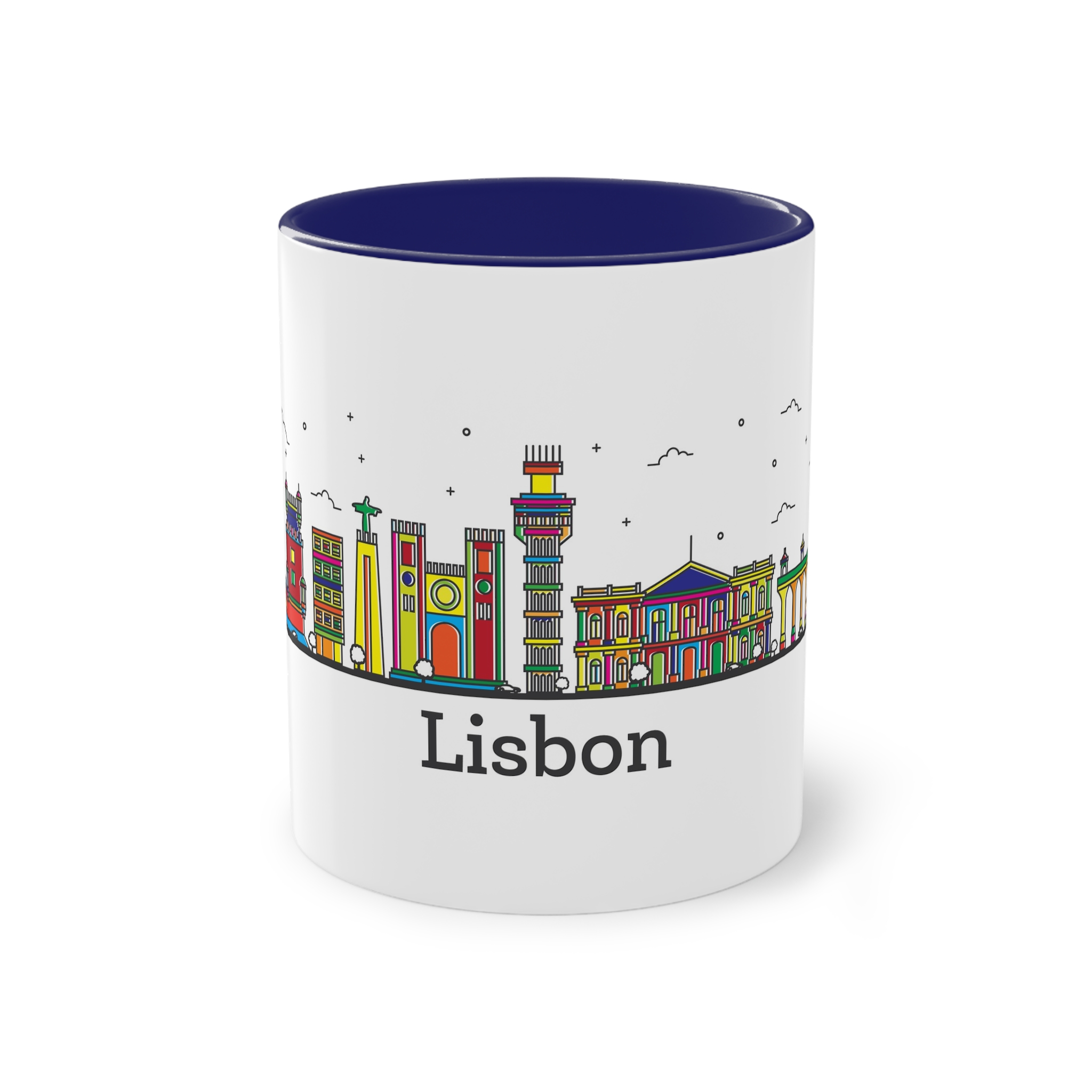 Lisbon Outline Bold Color Two Tone Coffee Mug 11oz - Image 41