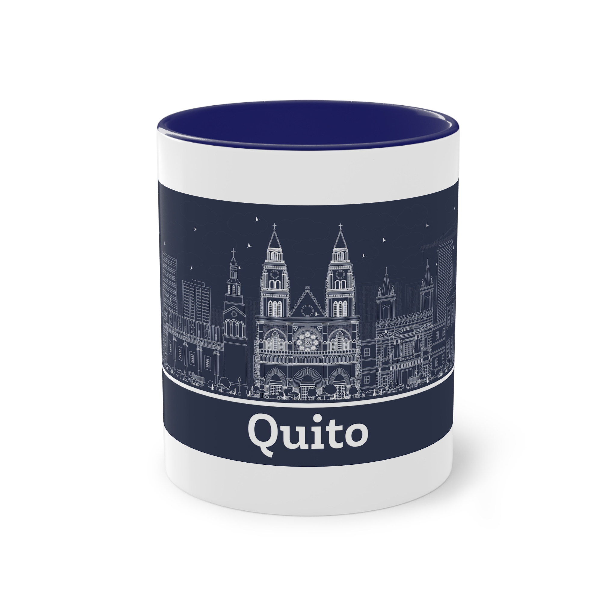 Quito Outline Inverse Two Tone Coffee Mug 11oz - Image 41