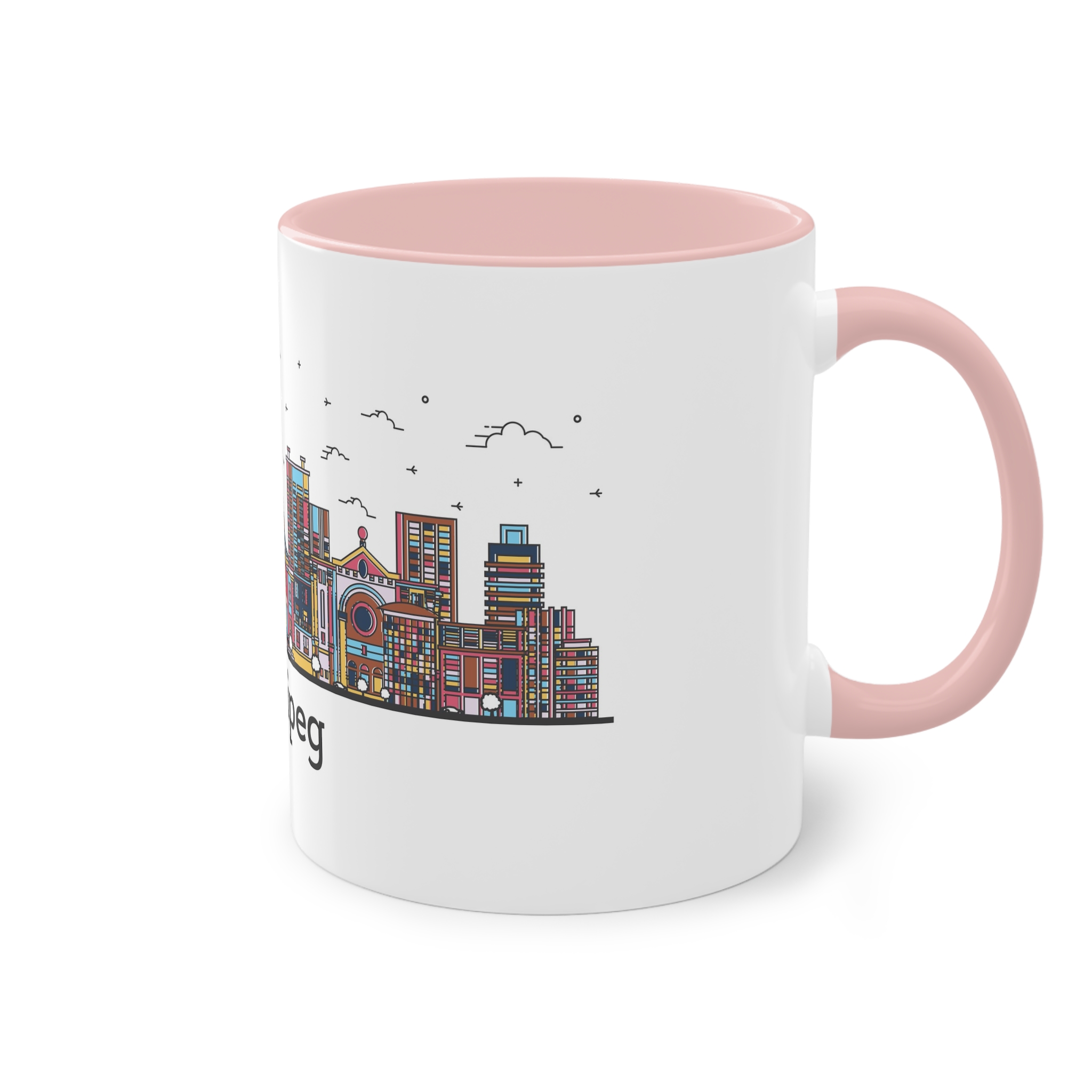 Winnipeg Outline Bold Color Two Tone Coffee Mug 11oz - Image 48