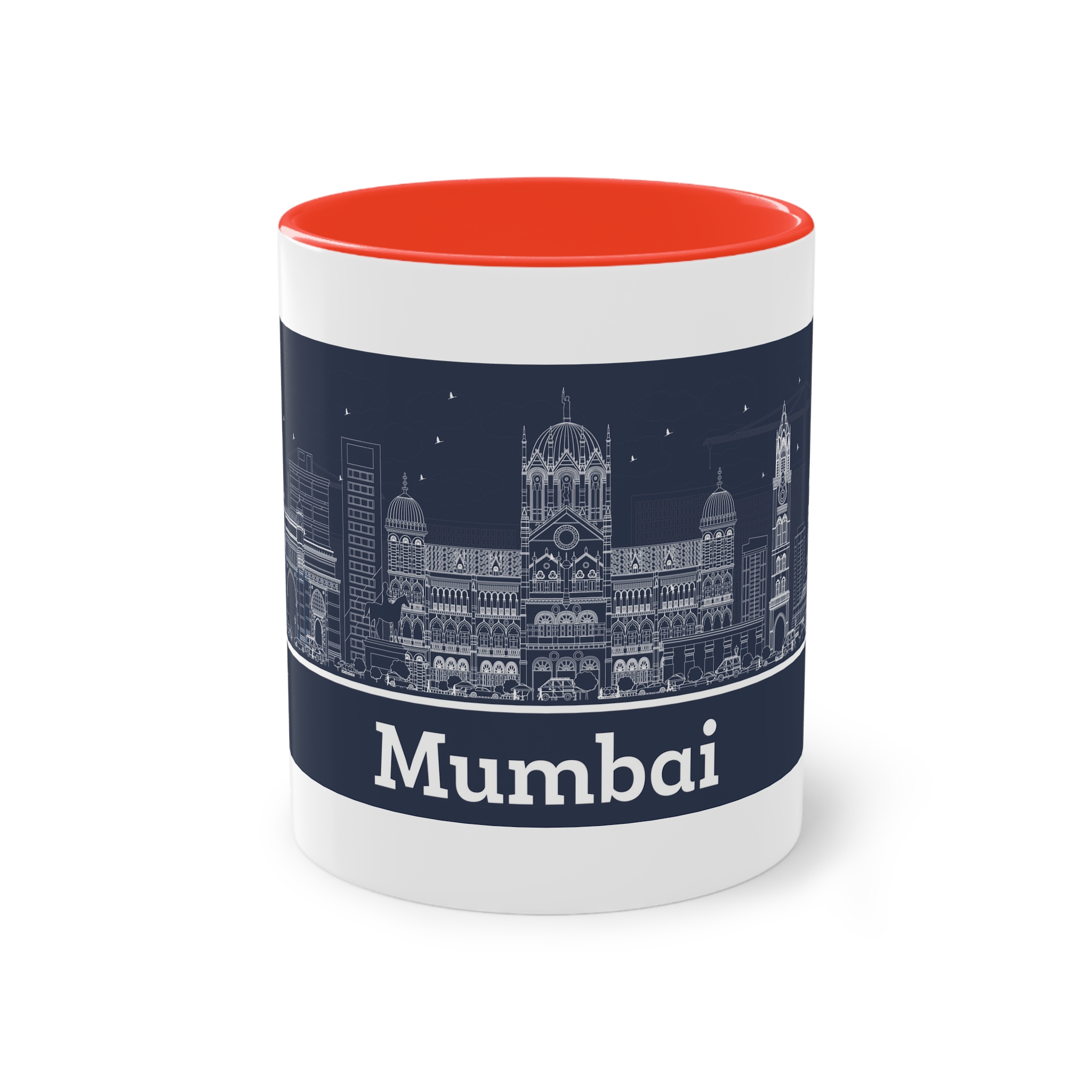 Mumbai Outline Inverse Two Tone Coffee Mug 11oz