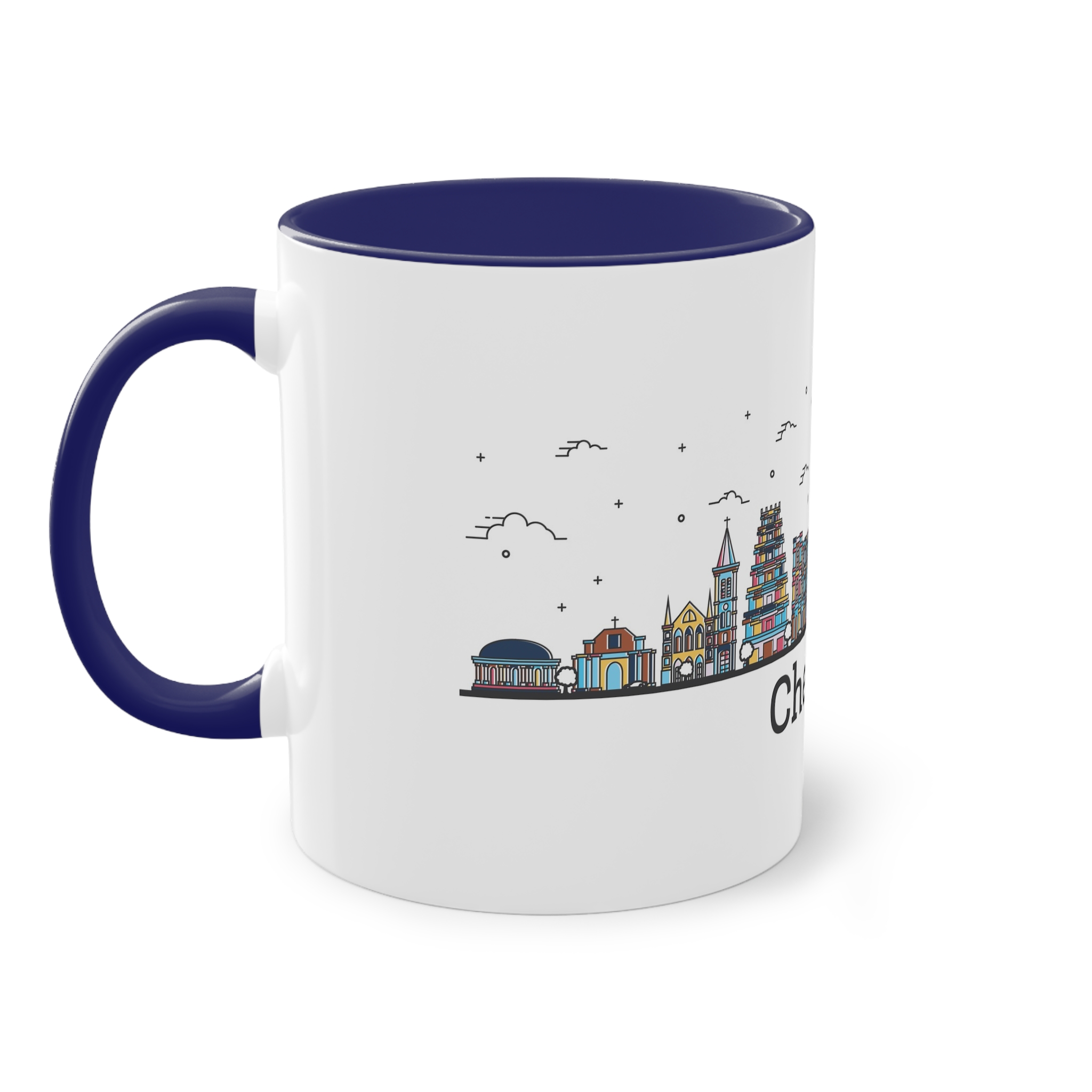 Chennai Outline Bold Color Two Tone Coffee Mug 11oz - Image 43