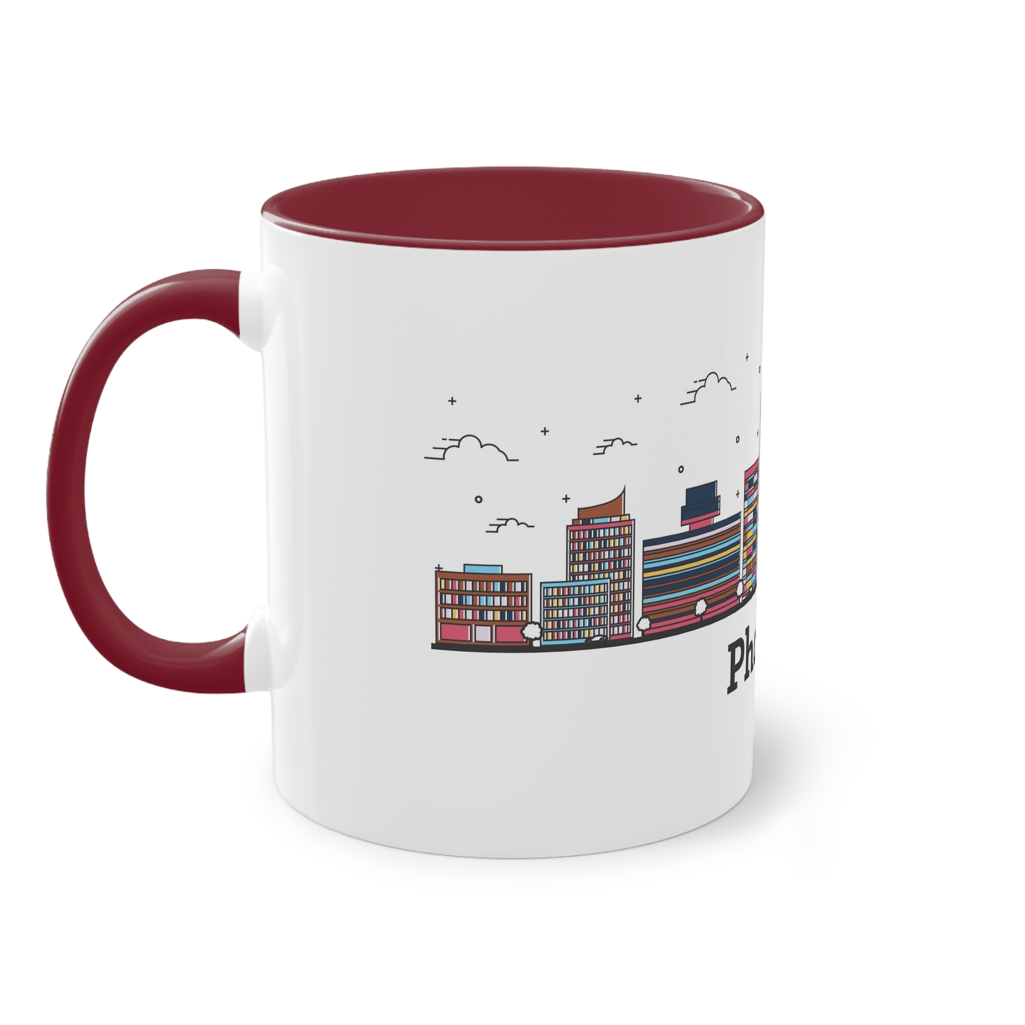 Phoenix Outline Bold Color Two Tone Coffee Mug 11oz - Image 7