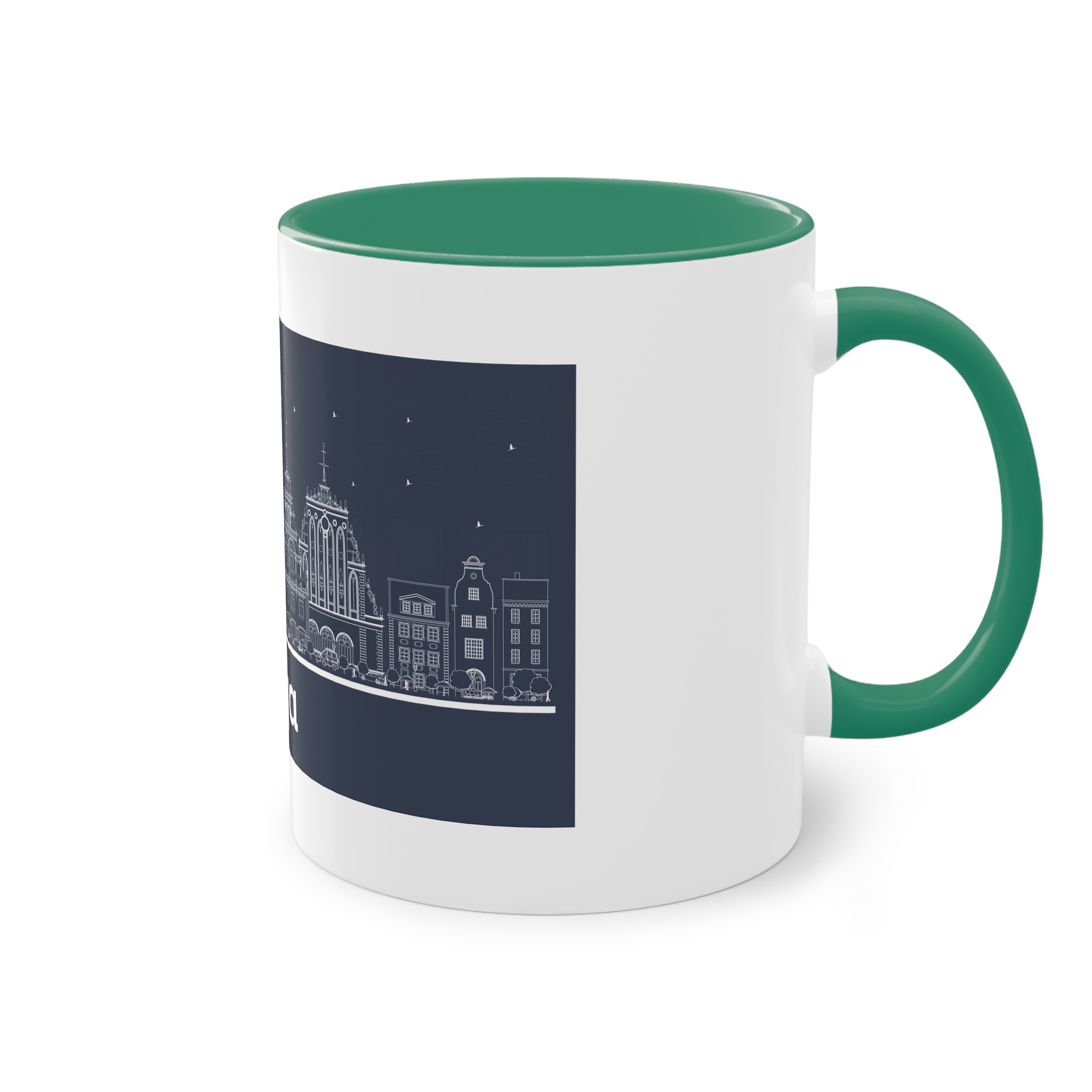 Riga Outline Inverse Two Tone Coffee Mug 11oz - Image 32