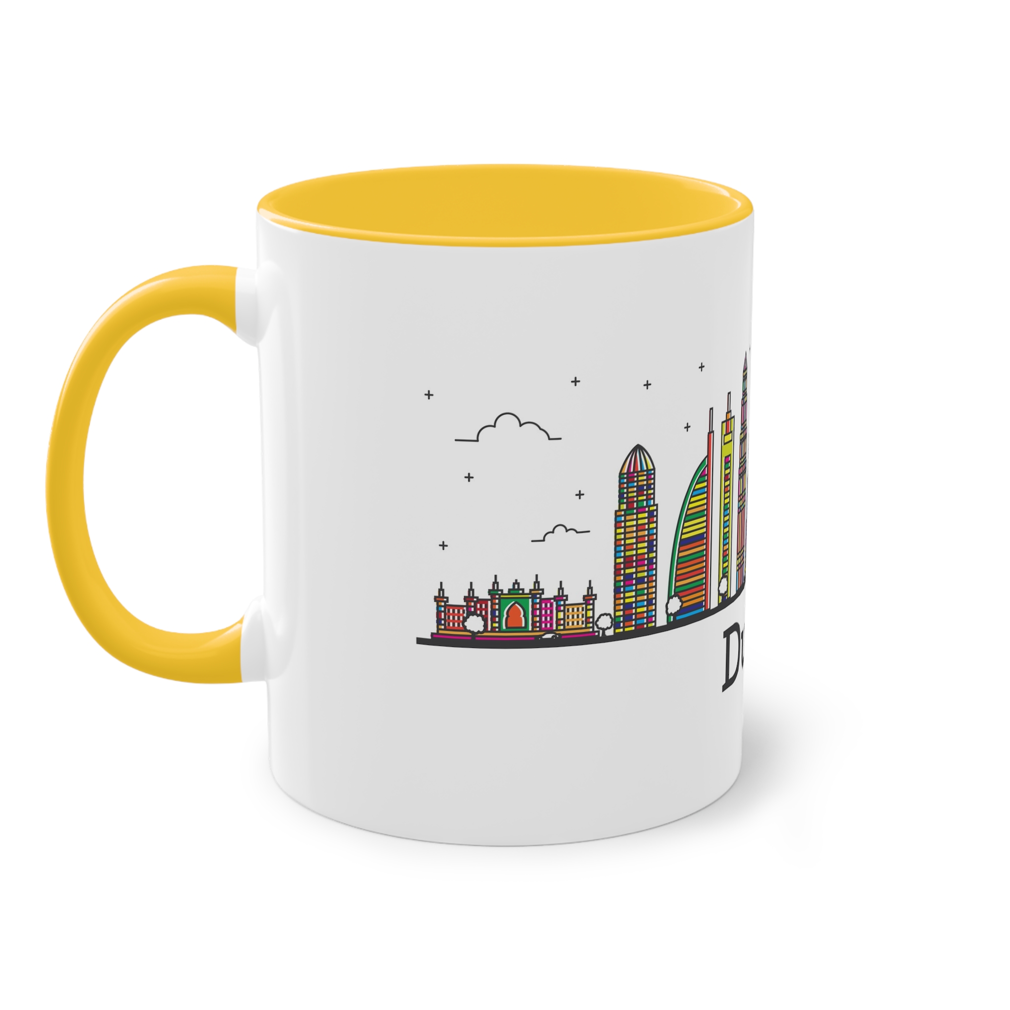 Dubai Outline Bold Color Two Tone Coffee Mug 11oz - Image 19