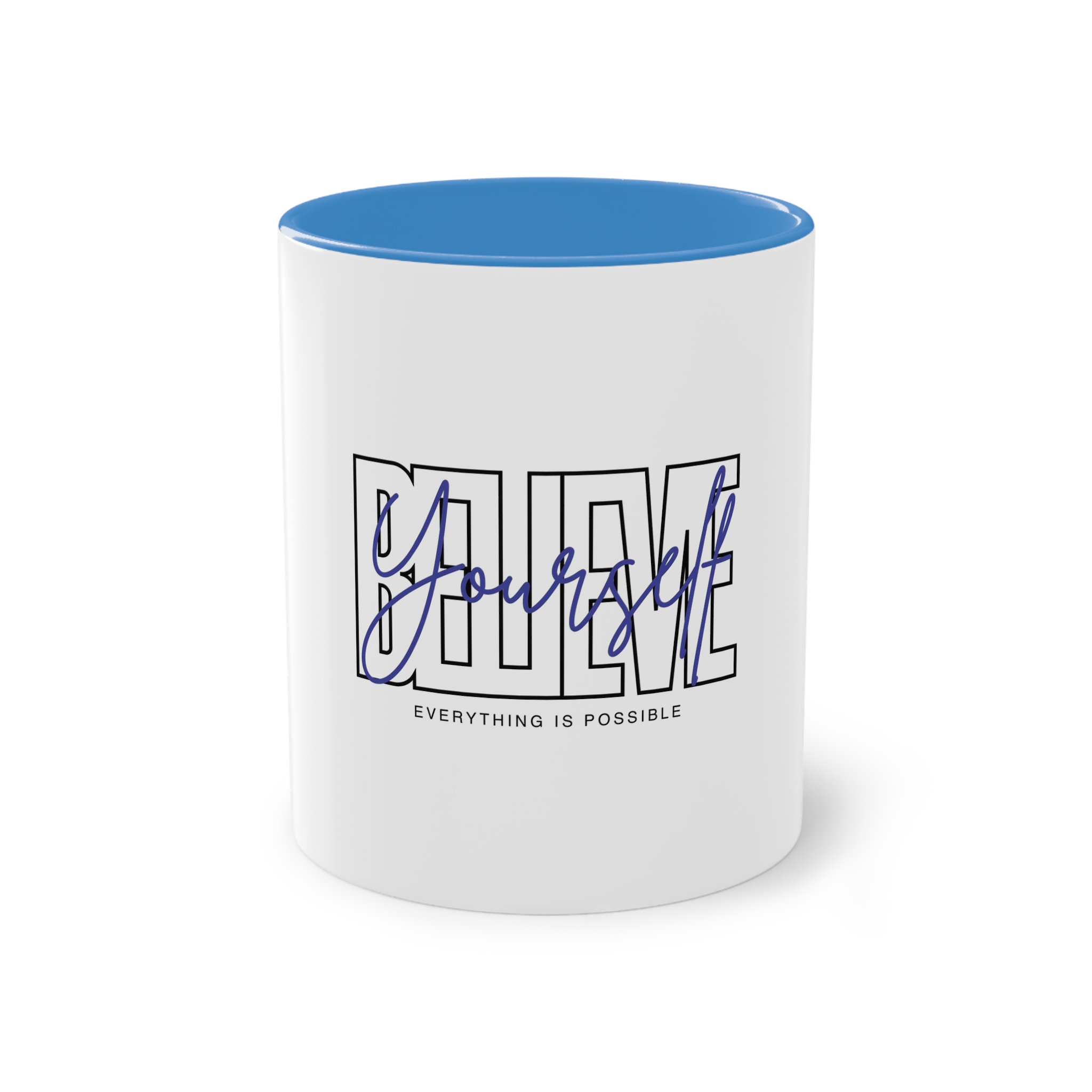 Believe Yourself Positive Affirmation Typography Two Tone Coffee Mug 11oz - Image 33