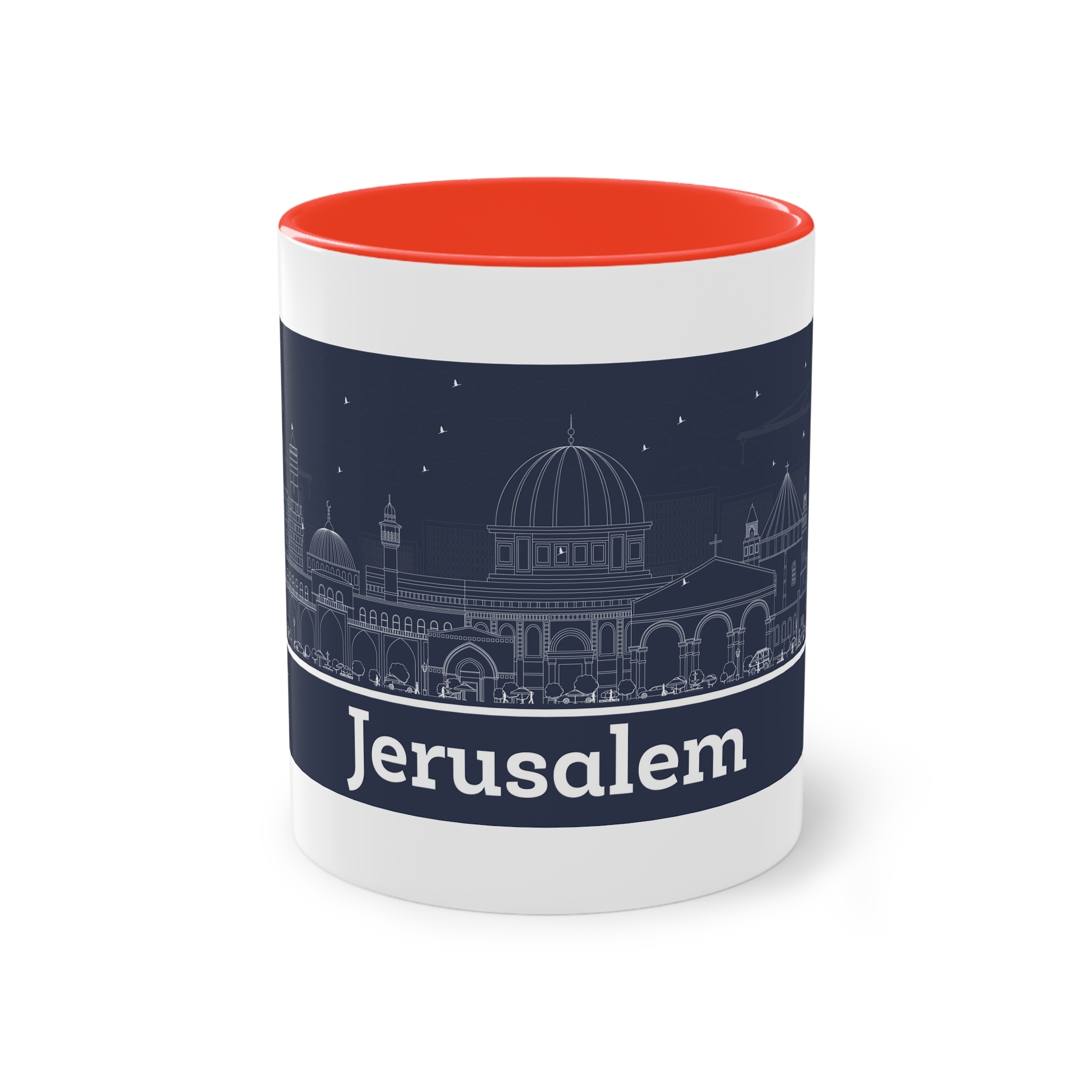 Jerusalem Outline Inverse Two Tone Coffee Mug 11oz