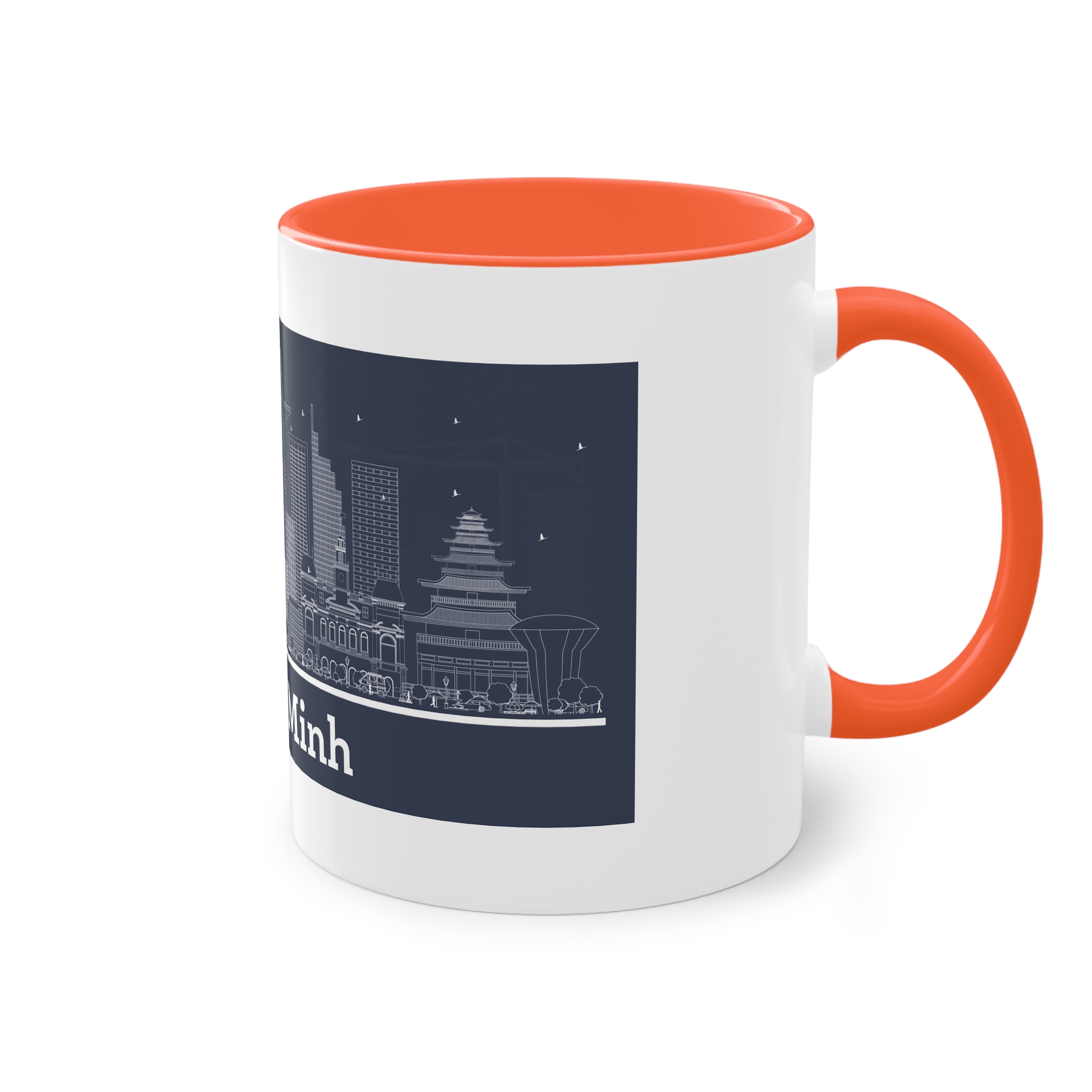 Ho Chi Minh Outline Inverse Two Tone Coffee Mug 11oz - Image 16