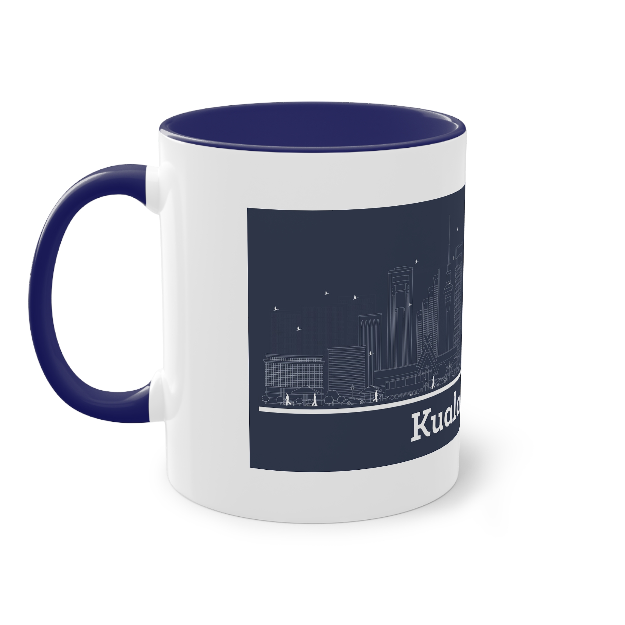 Kuala Lumpur Outline Inverse Two Tone Coffee Mug 11oz - Image 43