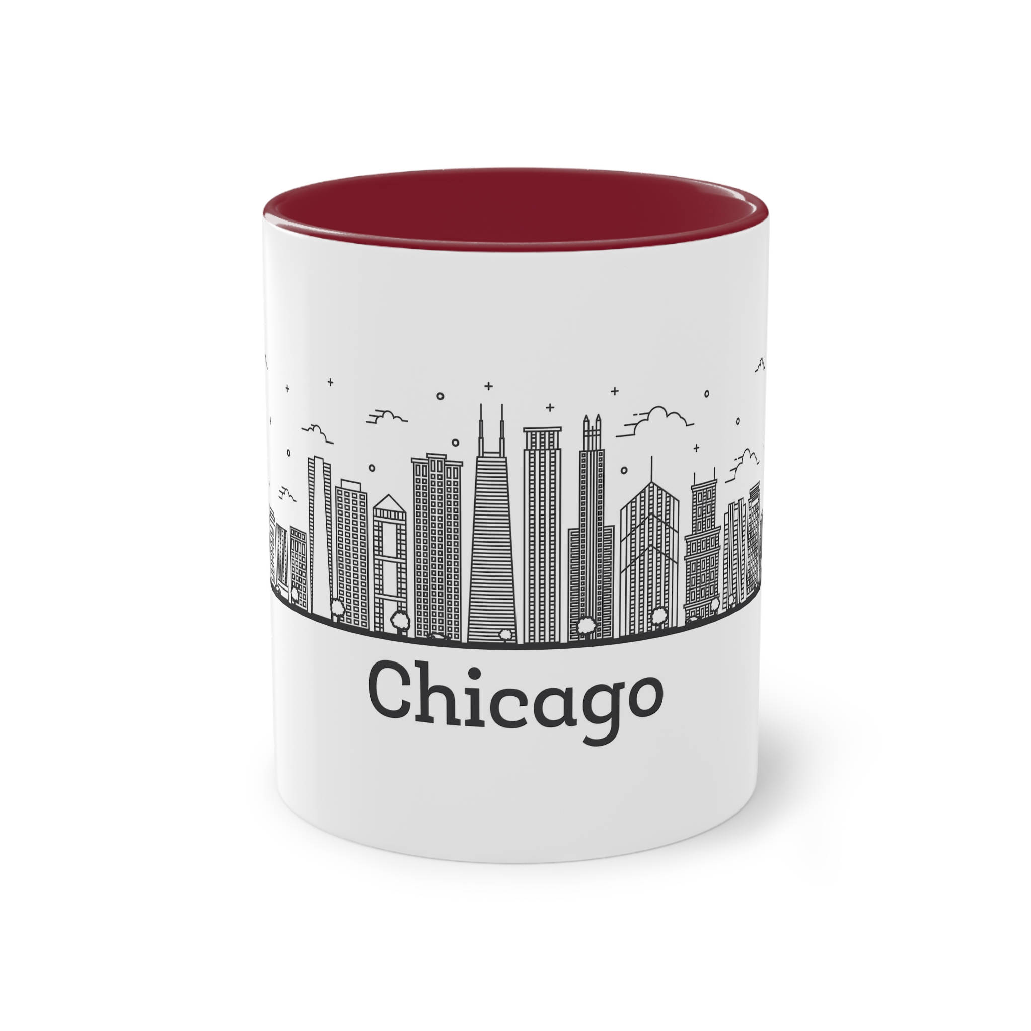 Chicago Outline Bold Two Tone Coffee Mug 11oz - Image 5