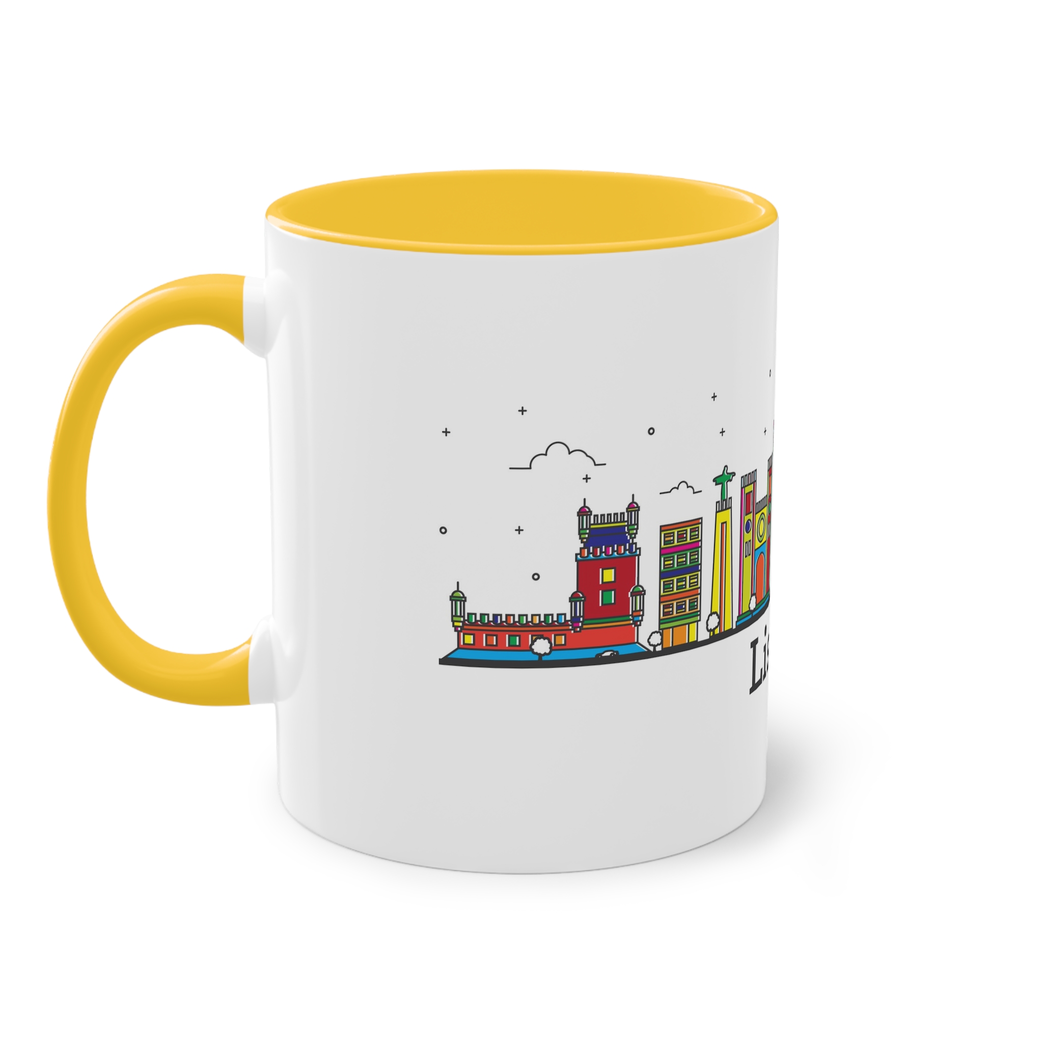 Lisbon Outline Bold Color Two Tone Coffee Mug 11oz - Image 19