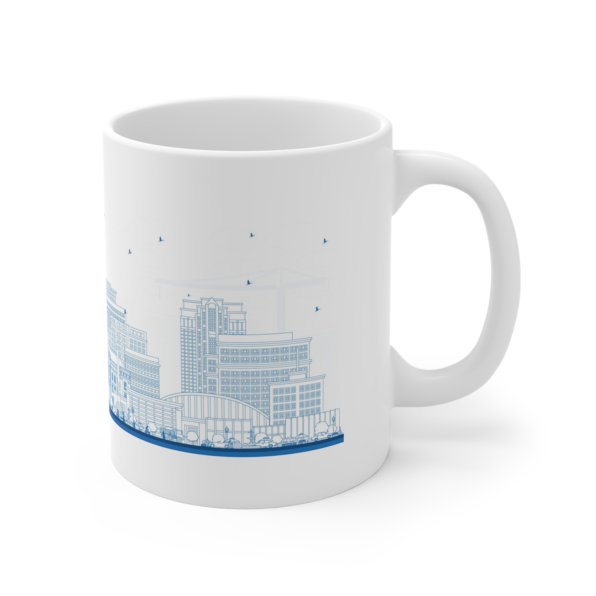 Raleigh North Carolina Outline 11oz White Mug - Image 3