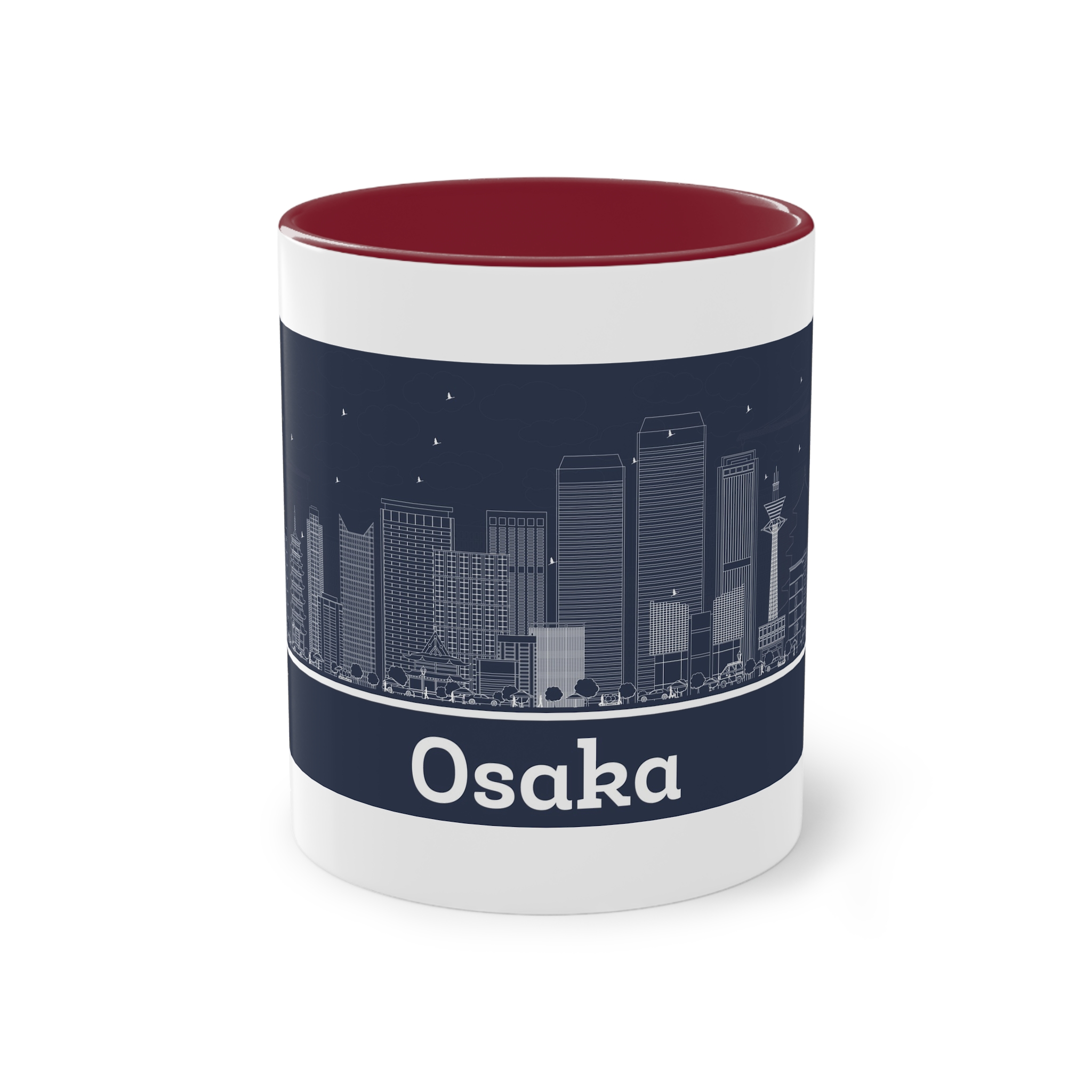 Osaka Outline Inverse Two Tone Coffee Mug 11oz - Image 5