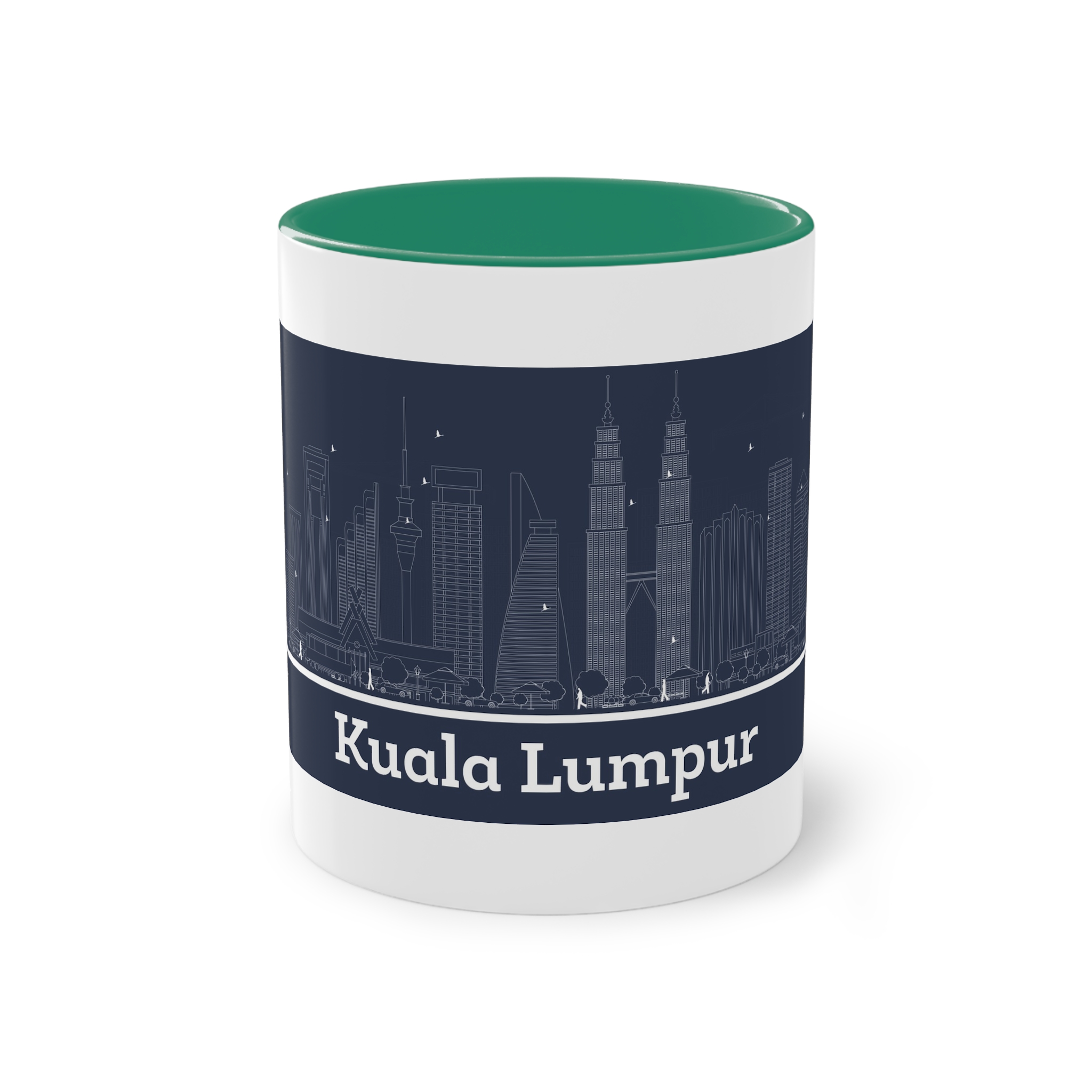 Kuala Lumpur Outline Inverse Two Tone Coffee Mug 11oz - Image 29