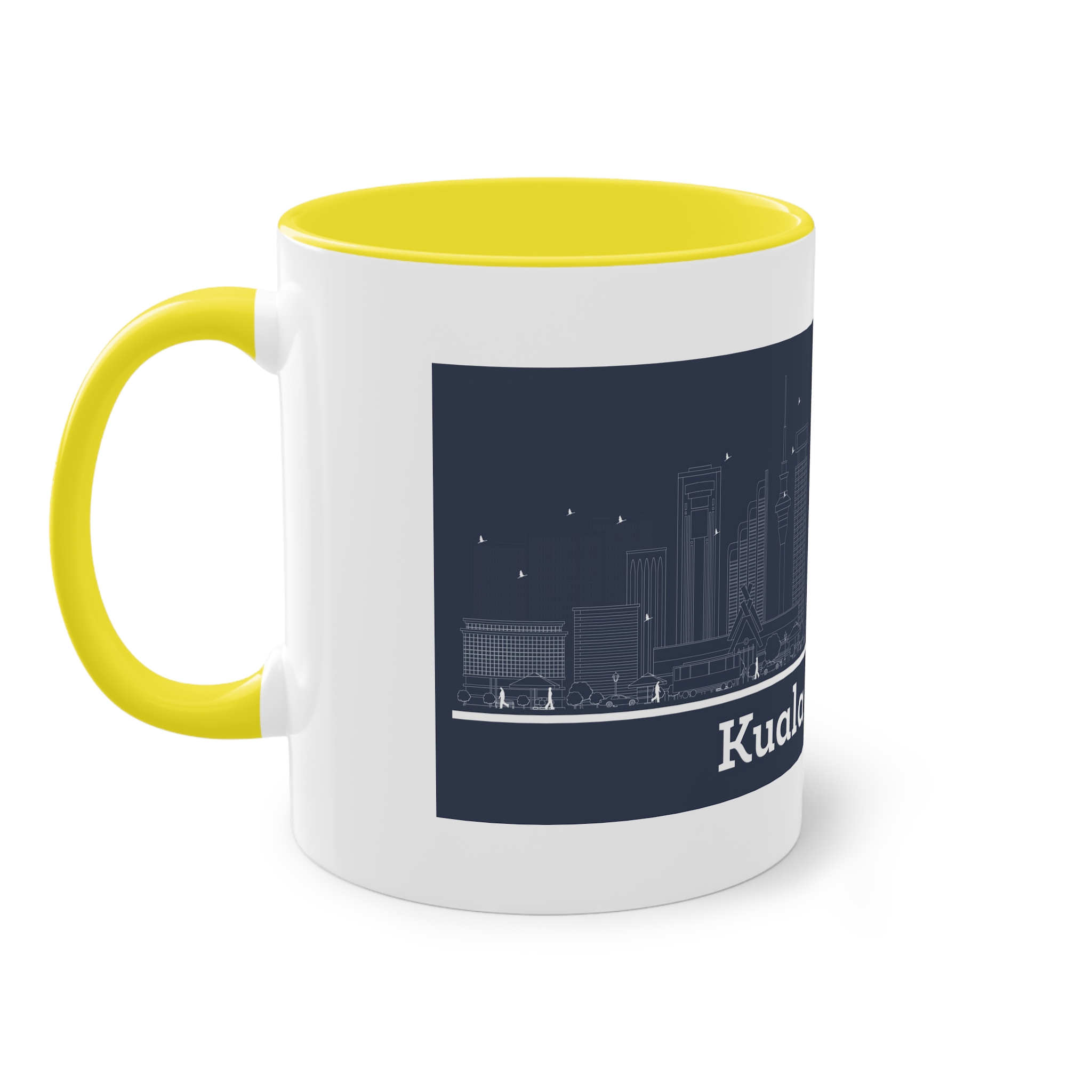 Kuala Lumpur Outline Inverse Two Tone Coffee Mug 11oz - Image 23