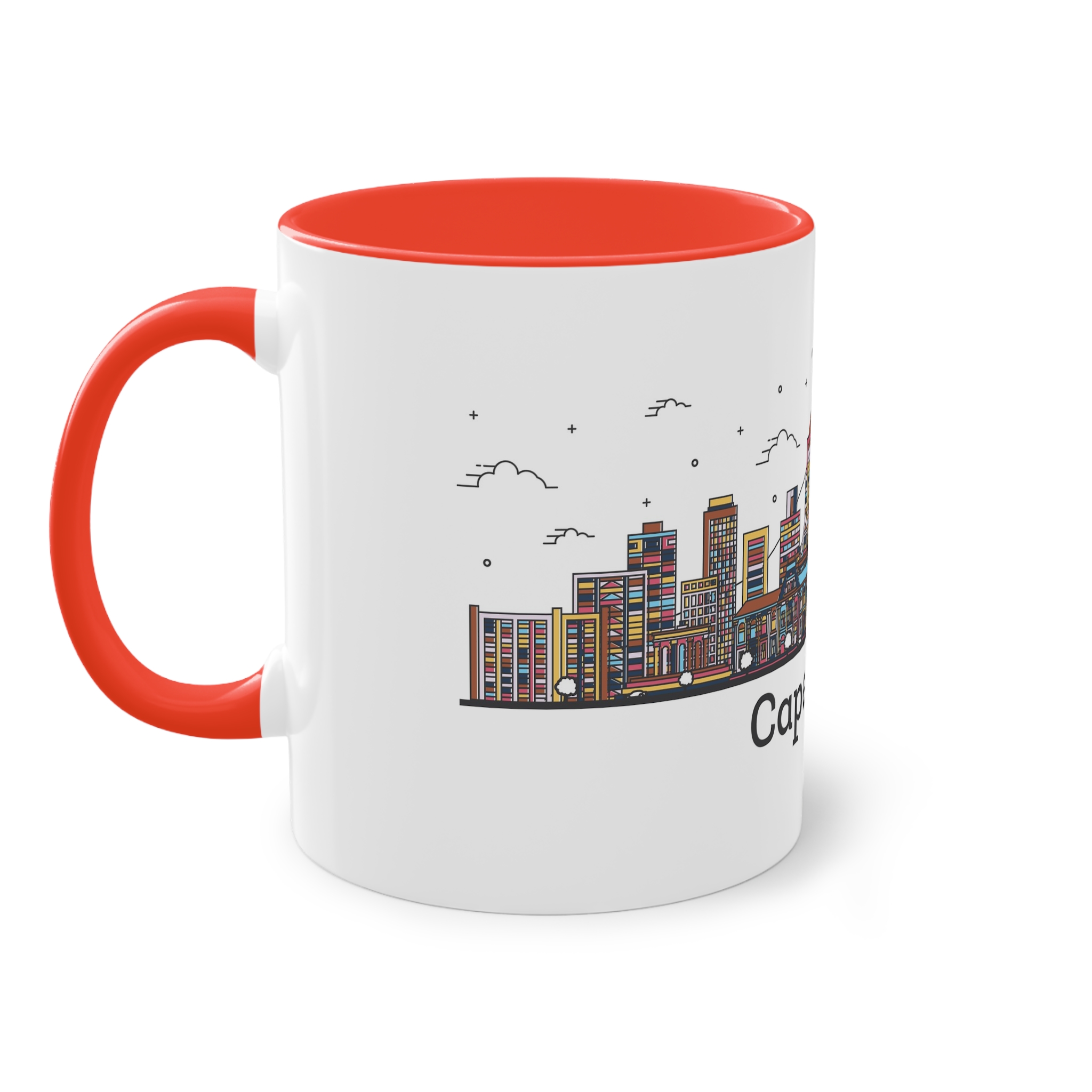 Cape Town Outline Bold Color Two Tone Coffee Mug 11oz - Image 3