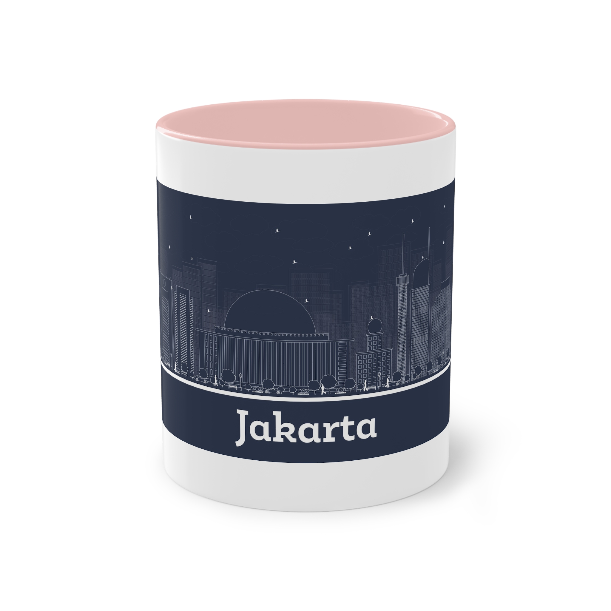 Jakarta Outline Inverse Two Tone Coffee Mug 11oz - Image 45