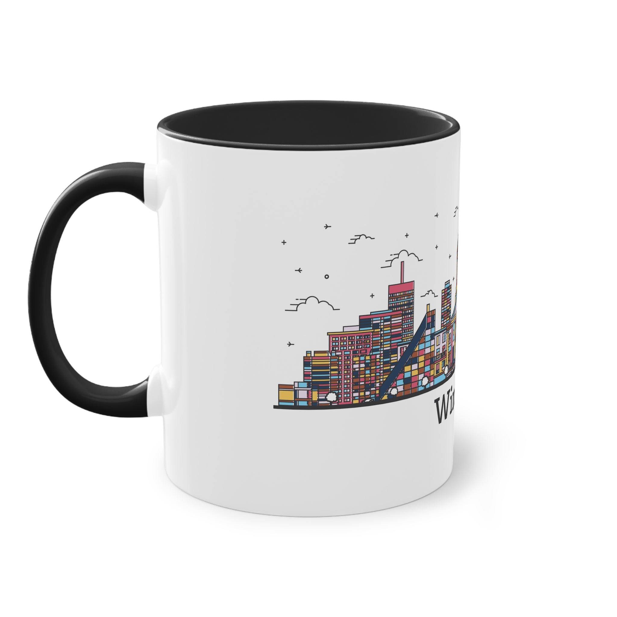 Winnipeg Outline Bold Color Two Tone Coffee Mug 11oz - Image 11