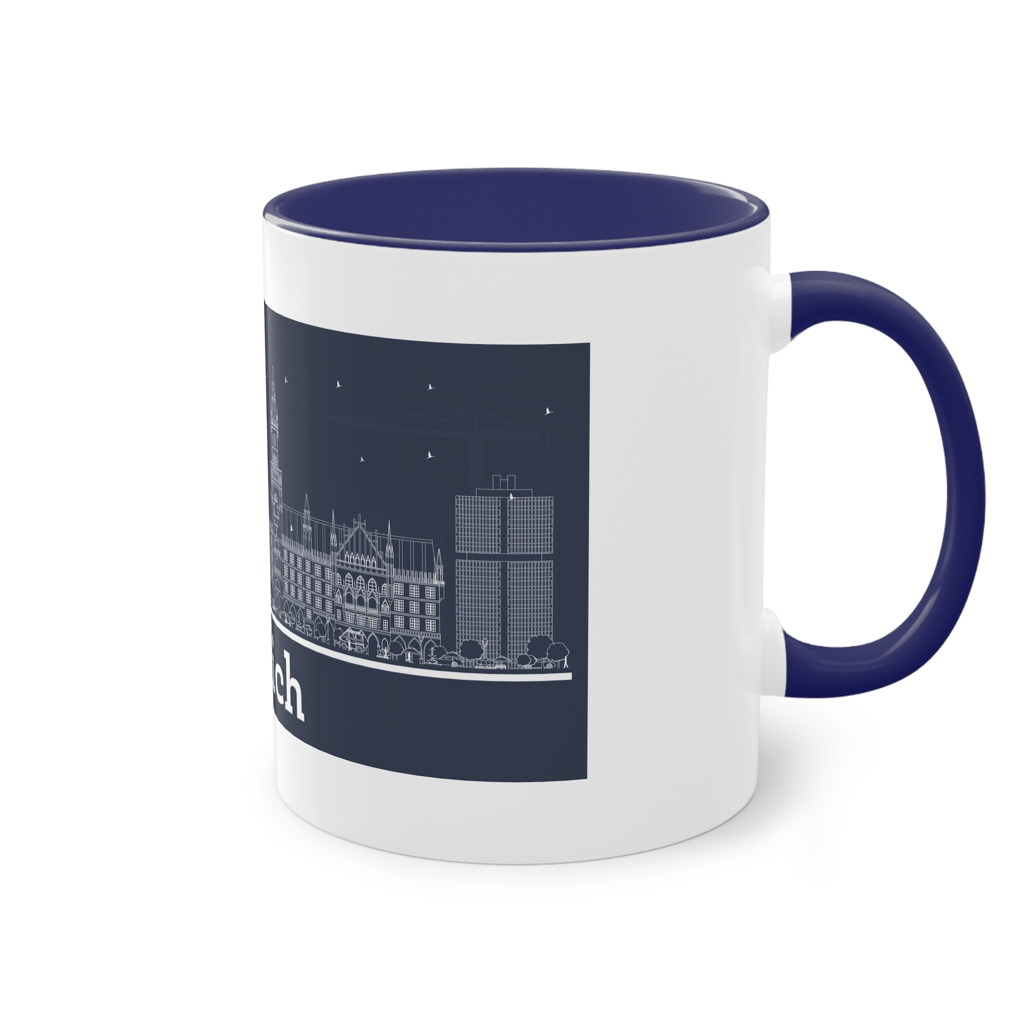Munich Outline Inverse Two Tone Coffee Mug 11oz - Image 44