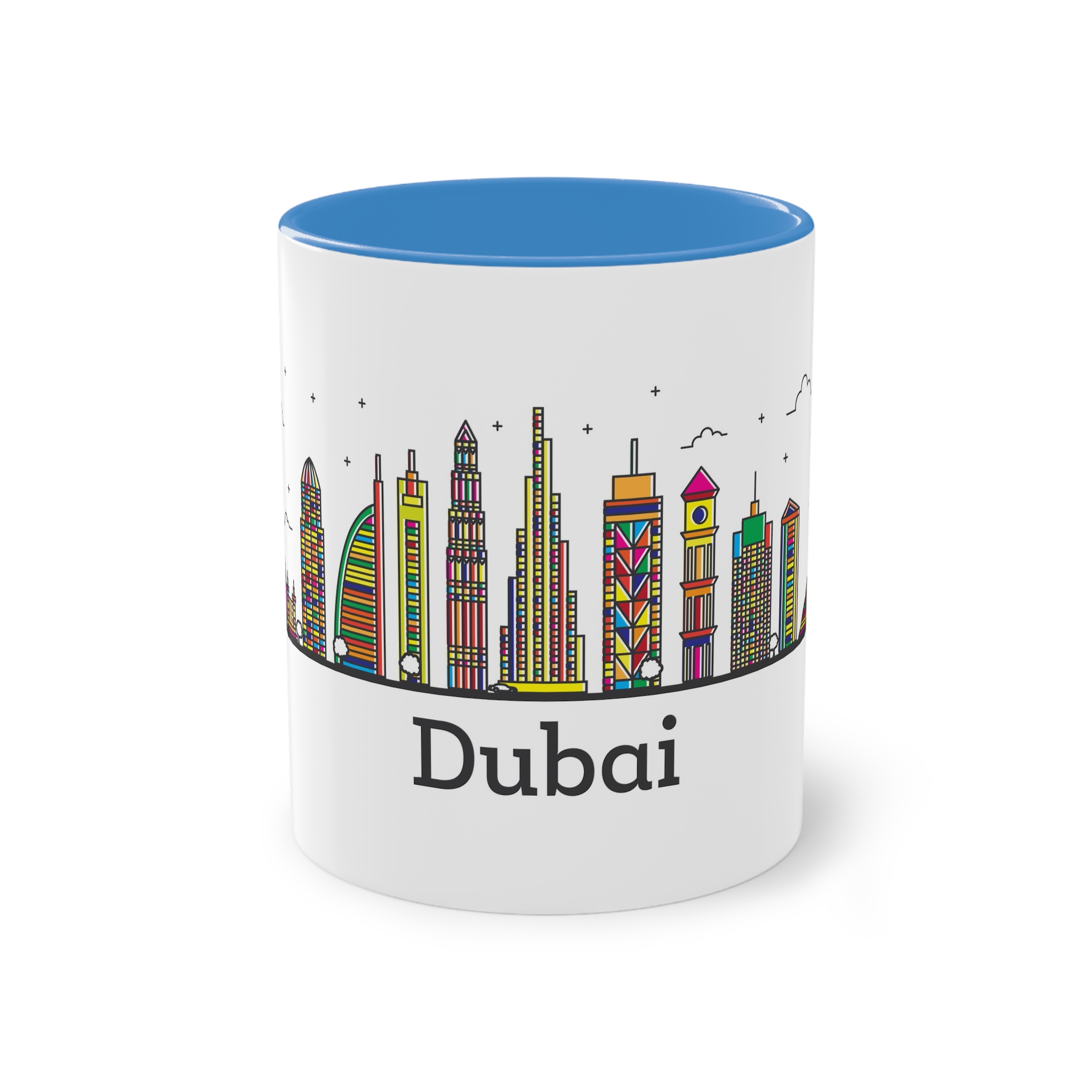 Dubai Outline Bold Color Two Tone Coffee Mug 11oz - Image 33