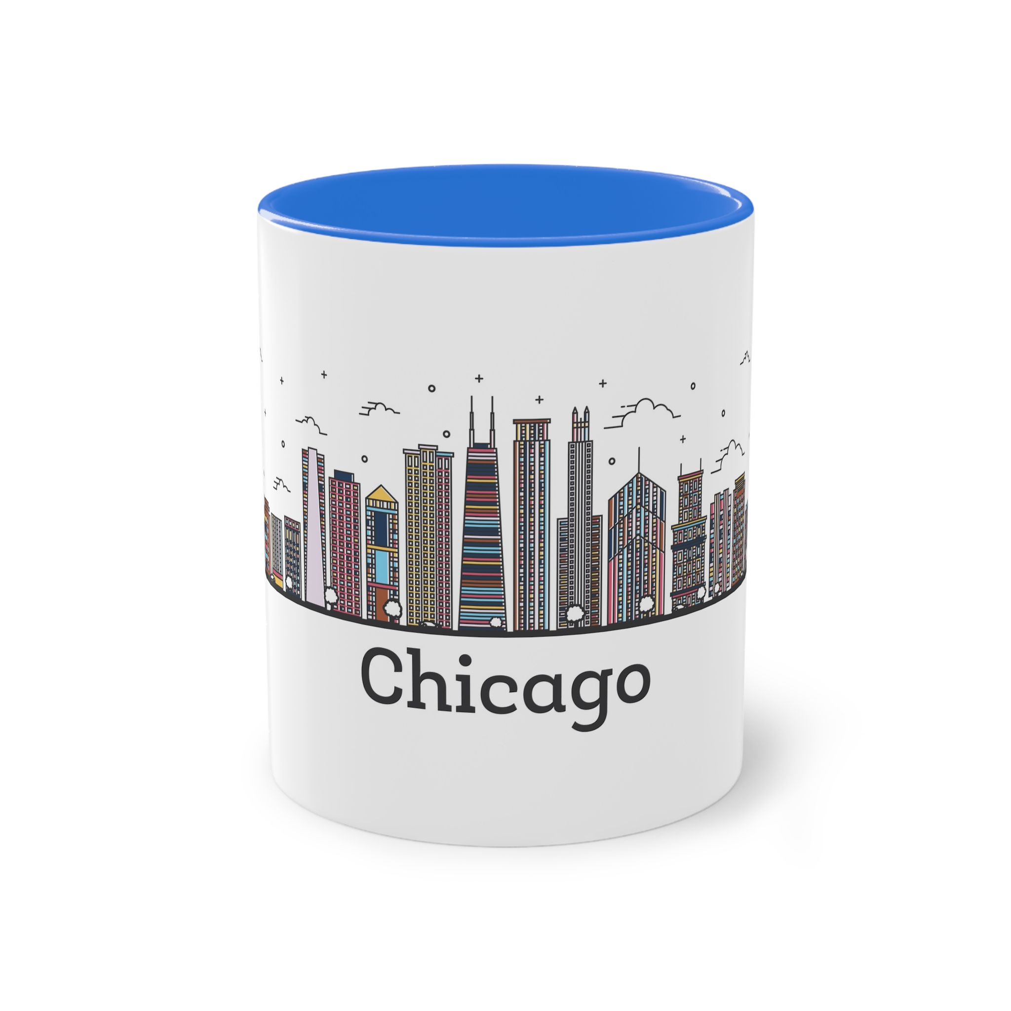 Chicago Outline Bold Color Two Tone Coffee Mug 11oz - Image 37